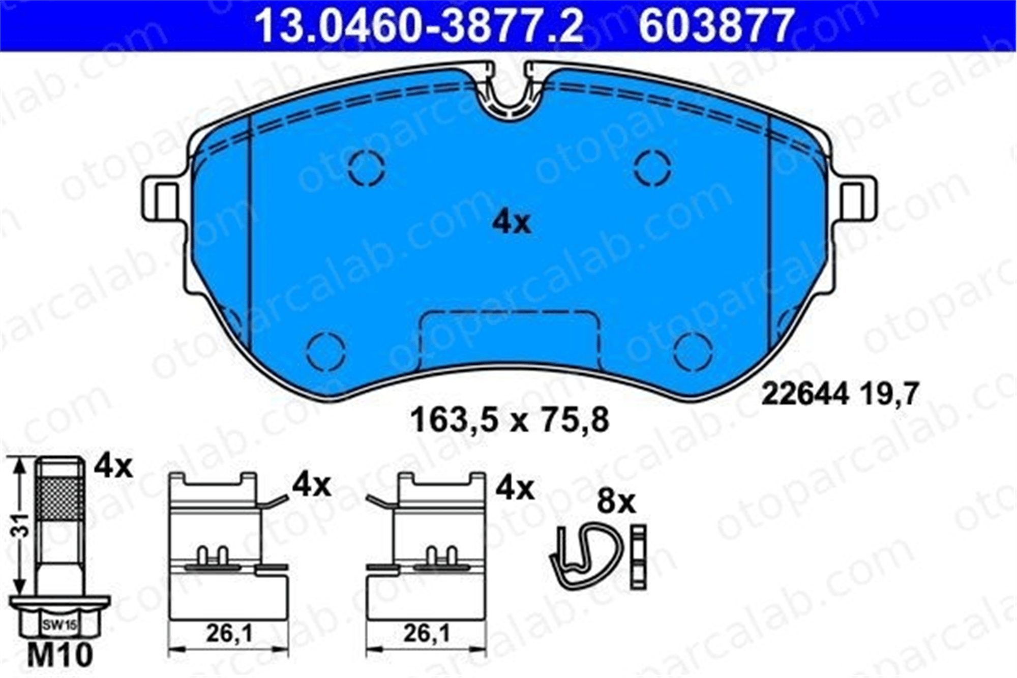 ATE 13.0460-3877.2 Fren Disk Balata Ön VW AMAROK AMAROK Platform şasi 2H6698151 2H6698151A