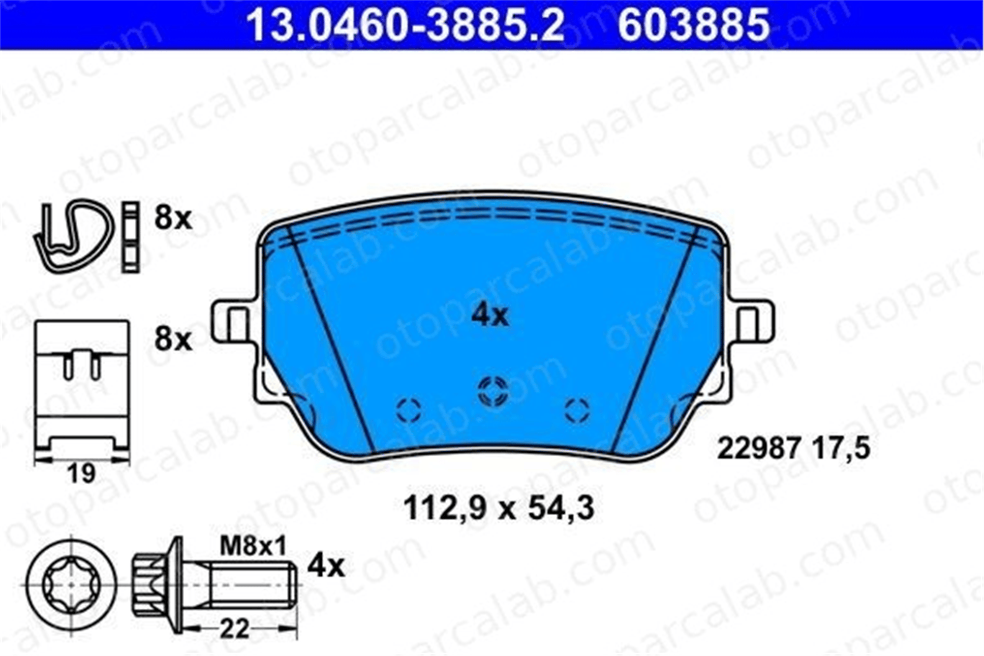 ATE 13.0460-3885.2 Fren Disk Balata Arka MERCEDES-BENZ A-SERISI CLA A0004207600 A0004201706
