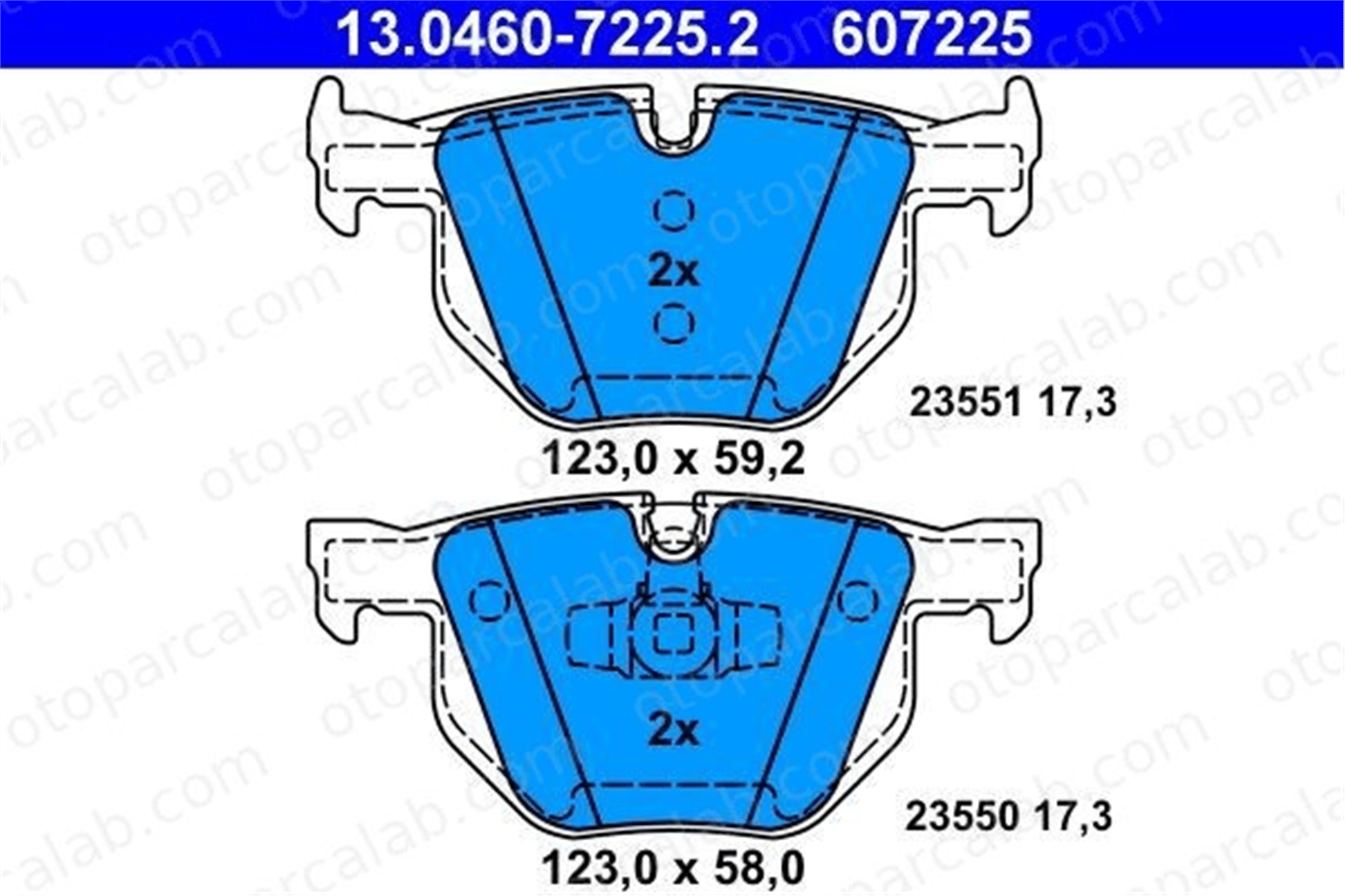 ATE 13.0460-7225.2 Fren Disk Balata Arka BMW 3 Touring 3 34216769105 34216775678