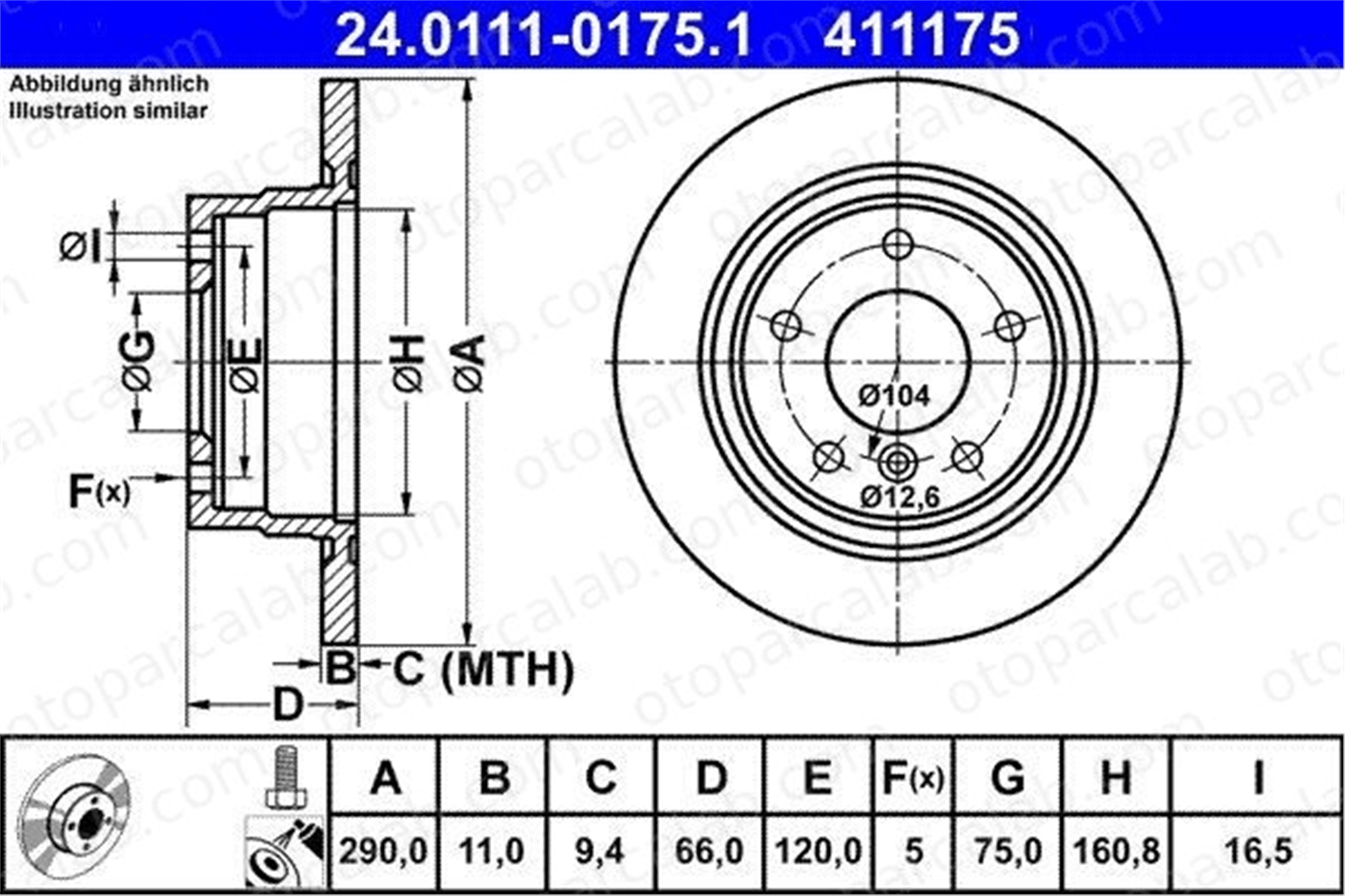 ATE 24 0111-0175 1 Fren Disk Ayna Arka Sağ ve Sol BMW 1 2 Coupe 34216792225
