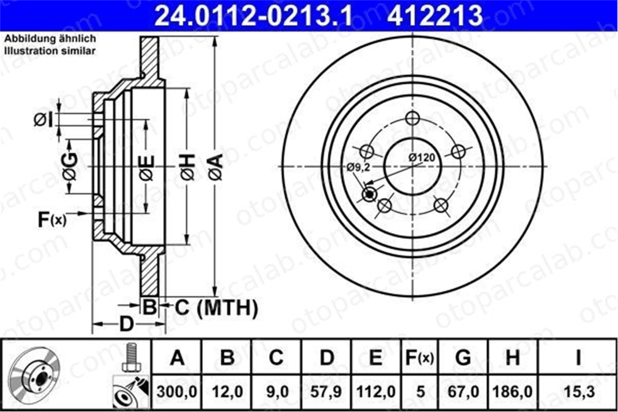 ATE 24 0112-0213 1 Fren Disk Ayna Arka Sağ ve Sol MERCEDES-BENZ VITO Mixto VITO Tourer 4474230012 4474230412