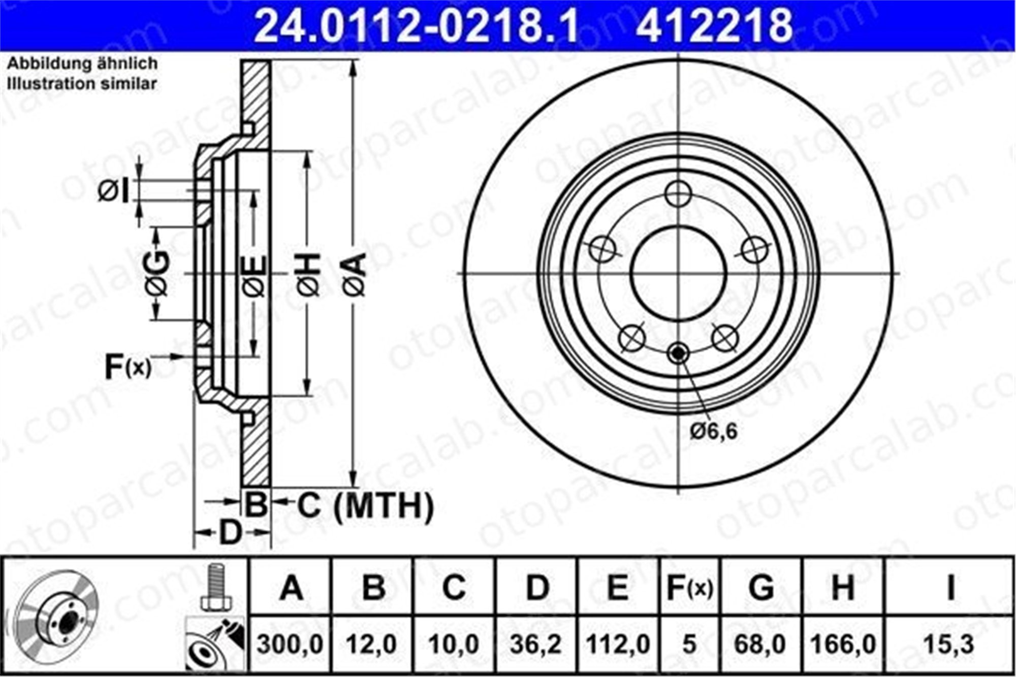 ATE 24 0112-0218 1 Fren Disk Ayna Arka Sağ ve Sol AUDI A4 B9 Avant A4 B9 80A615601B 8W0615601C