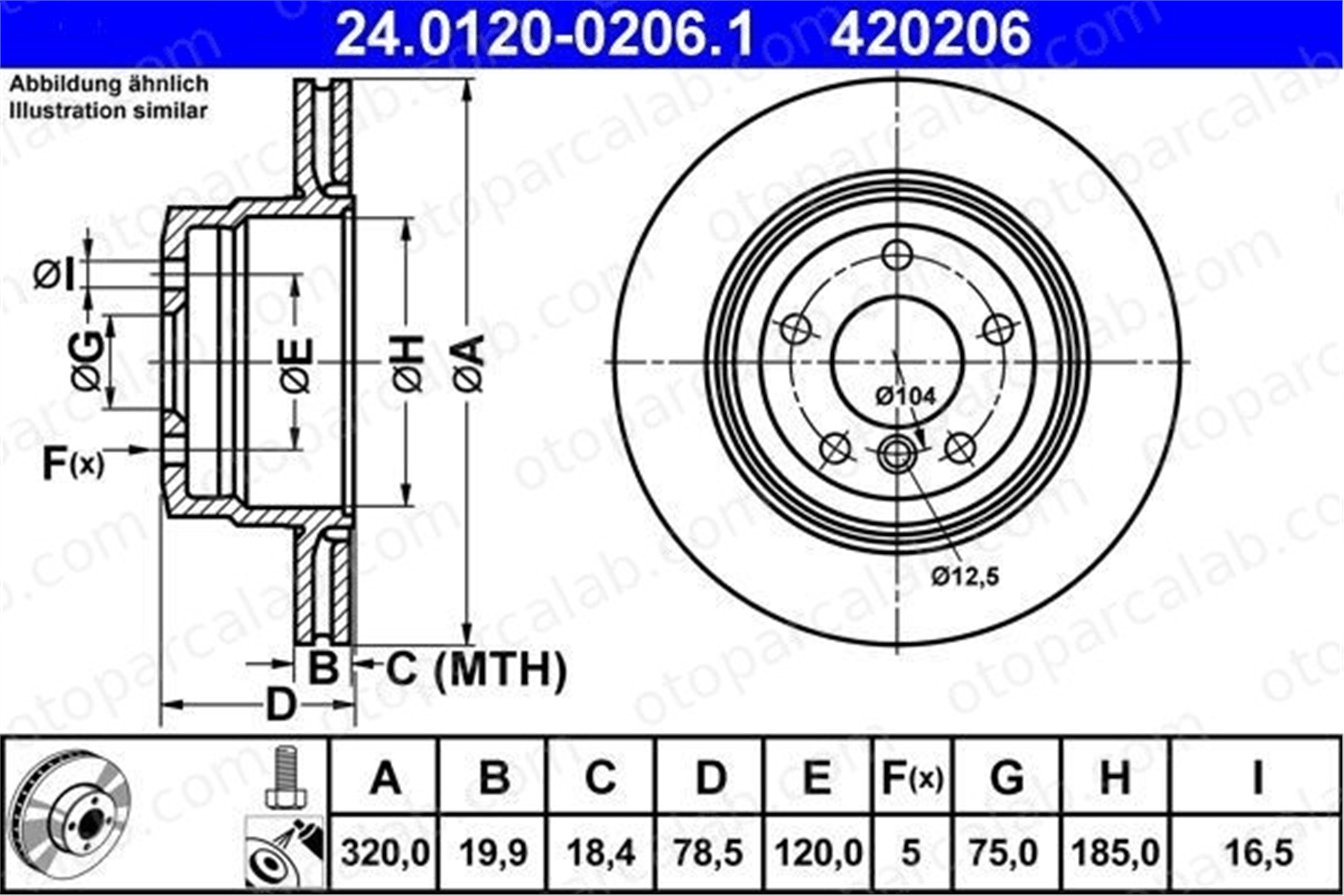 ATE 24 0120-0206 1 Fren Disk Ayna Arka Sağ ve Sol BMW X5 X6 34216771970 34216793247