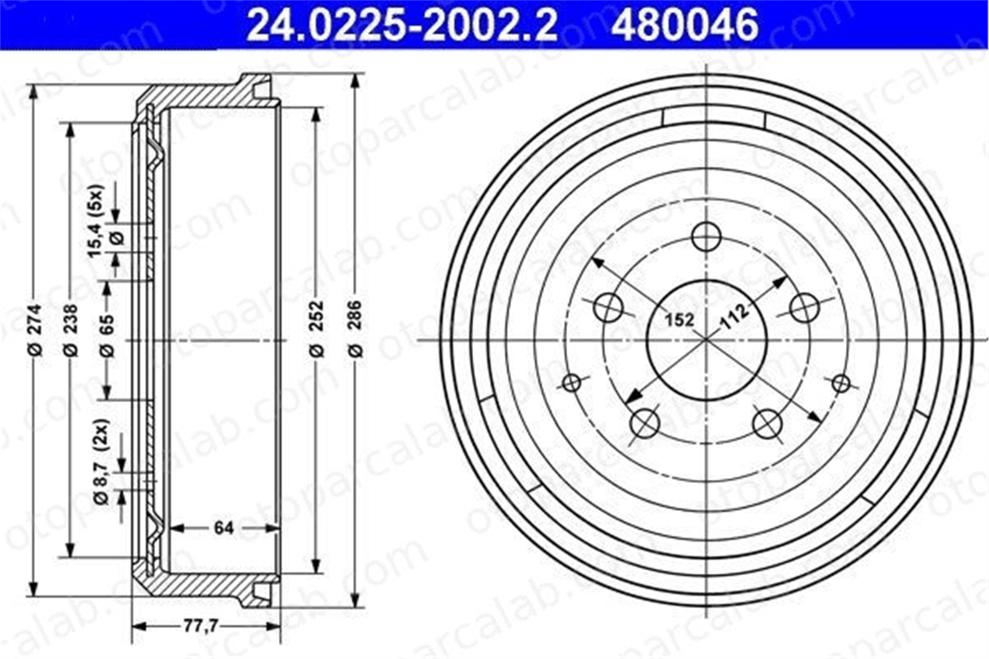ATE 24.0225-2002.2 Kampana Arka Sağ veya Sol VW TRANSPORTER T3 Minibüs/Otobüs TRANSPORTER T3 Panelvan/Van 6R0609617C 251609615