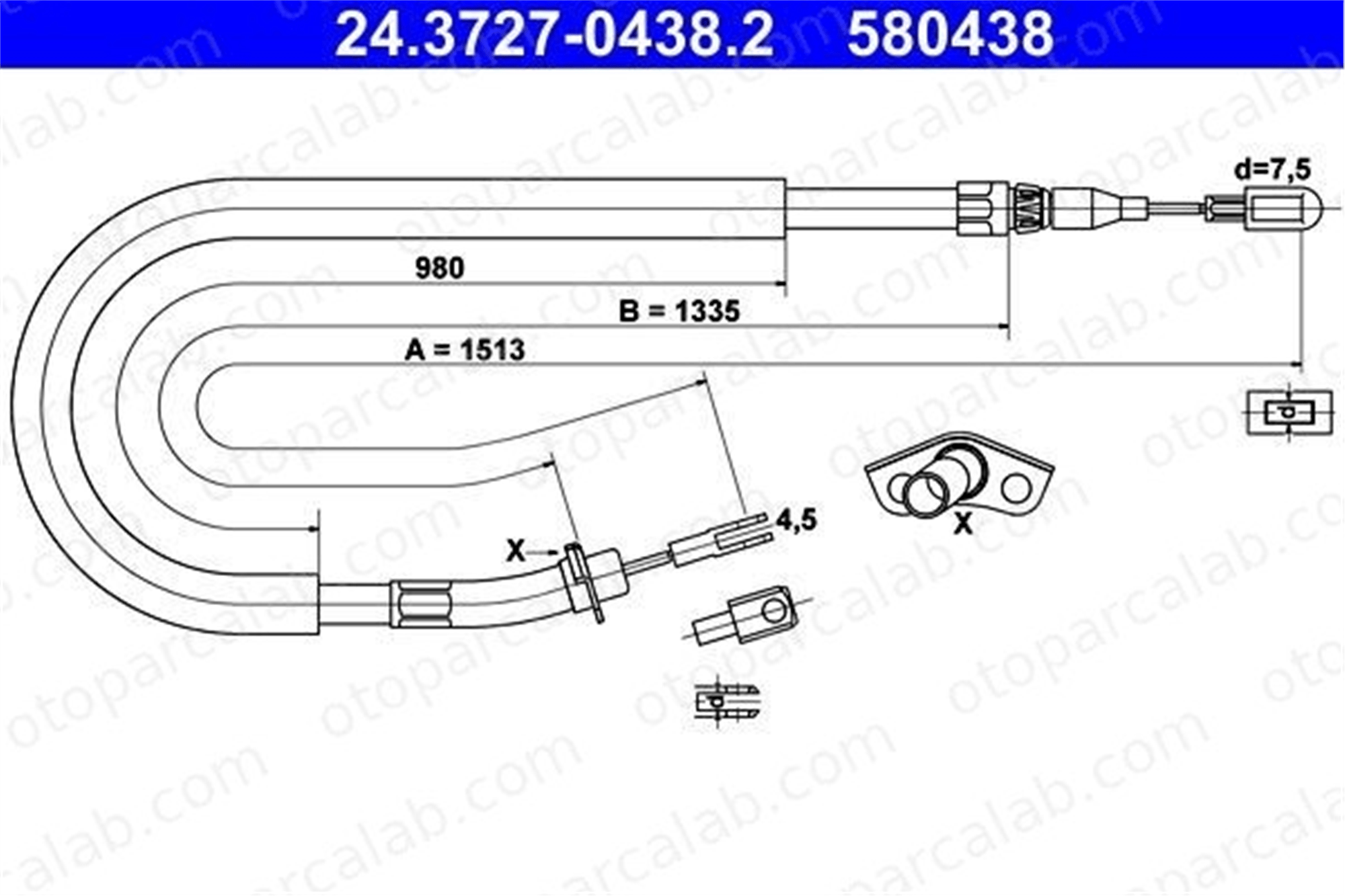 ATE 24.3727-0438.2 El Fren Teli Arka Sağ veya Sol MERCEDES-BENZ SPRINTER 3-t Minibüs/Otobüs SPRINTER 3-t Panelvan/Van A9014201885 9014201885