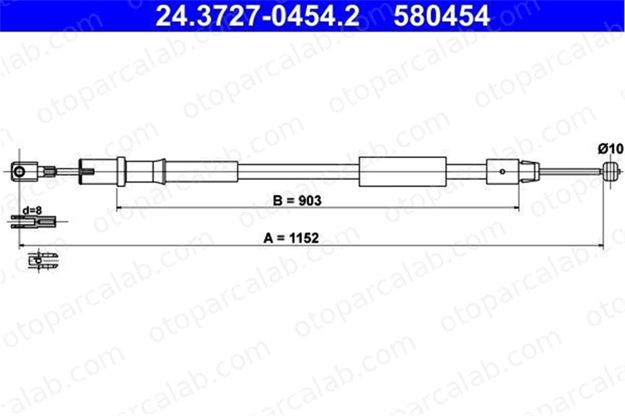 ATE 24.3727-0454.2 El Fren Teli Arka Sağ MERCEDES-BENZ VITO Minibüs/Otobüs VITO / MIXTO Panelvan/Van A6394203685 6394270538