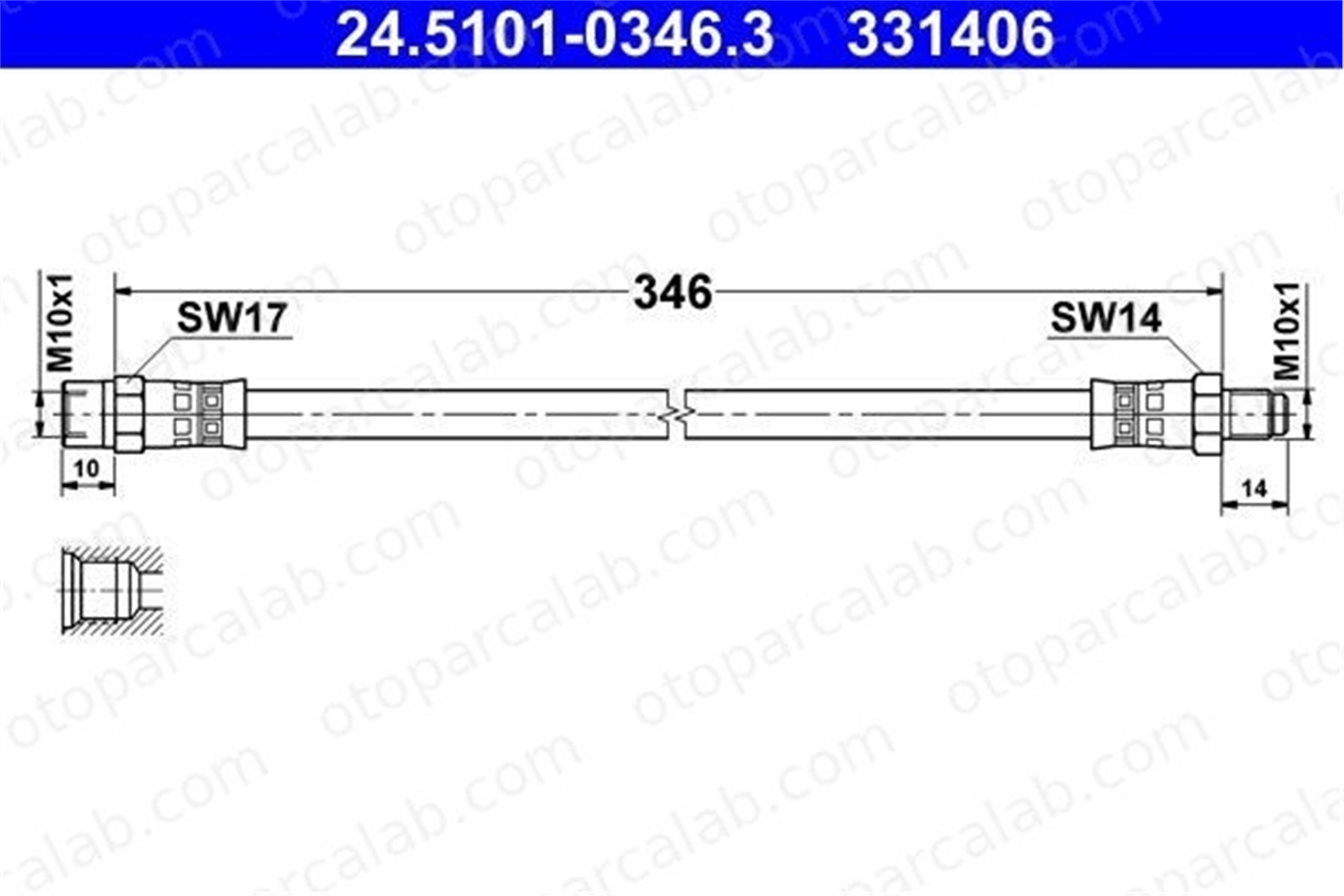 ATE 24.5101-0346.3 Fren Hortumu Ön Sağ veya Sol MERCEDES-BENZ 124 Sedan 124 T-Model A1294280035 1234280635