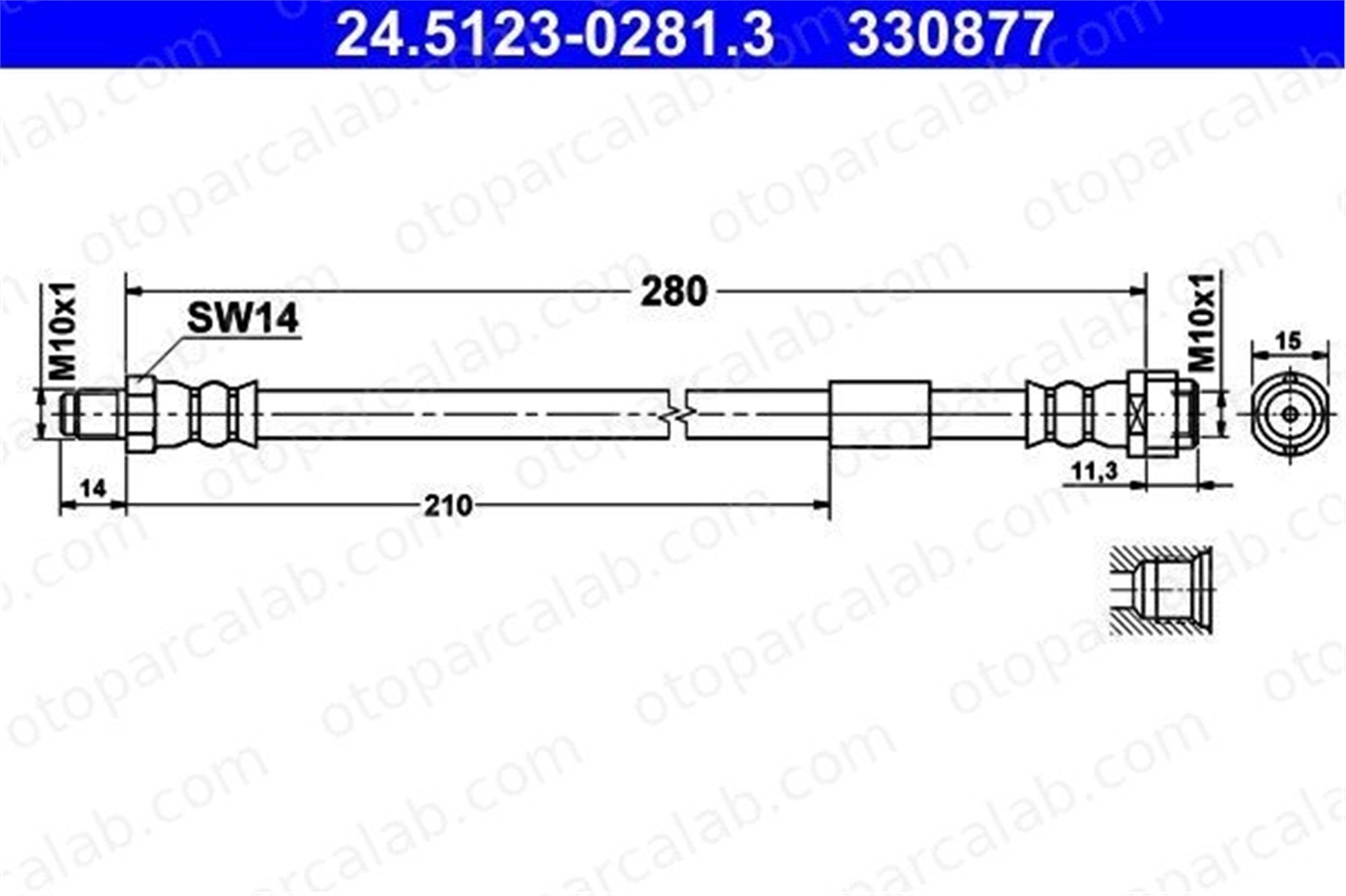 ATE 24.5123-0281.3 Fren Hortumu Arka Sağ veya Sol MERCEDES-BENZ C-SERISI C-SERISI T-Model A2104280035 1684280335