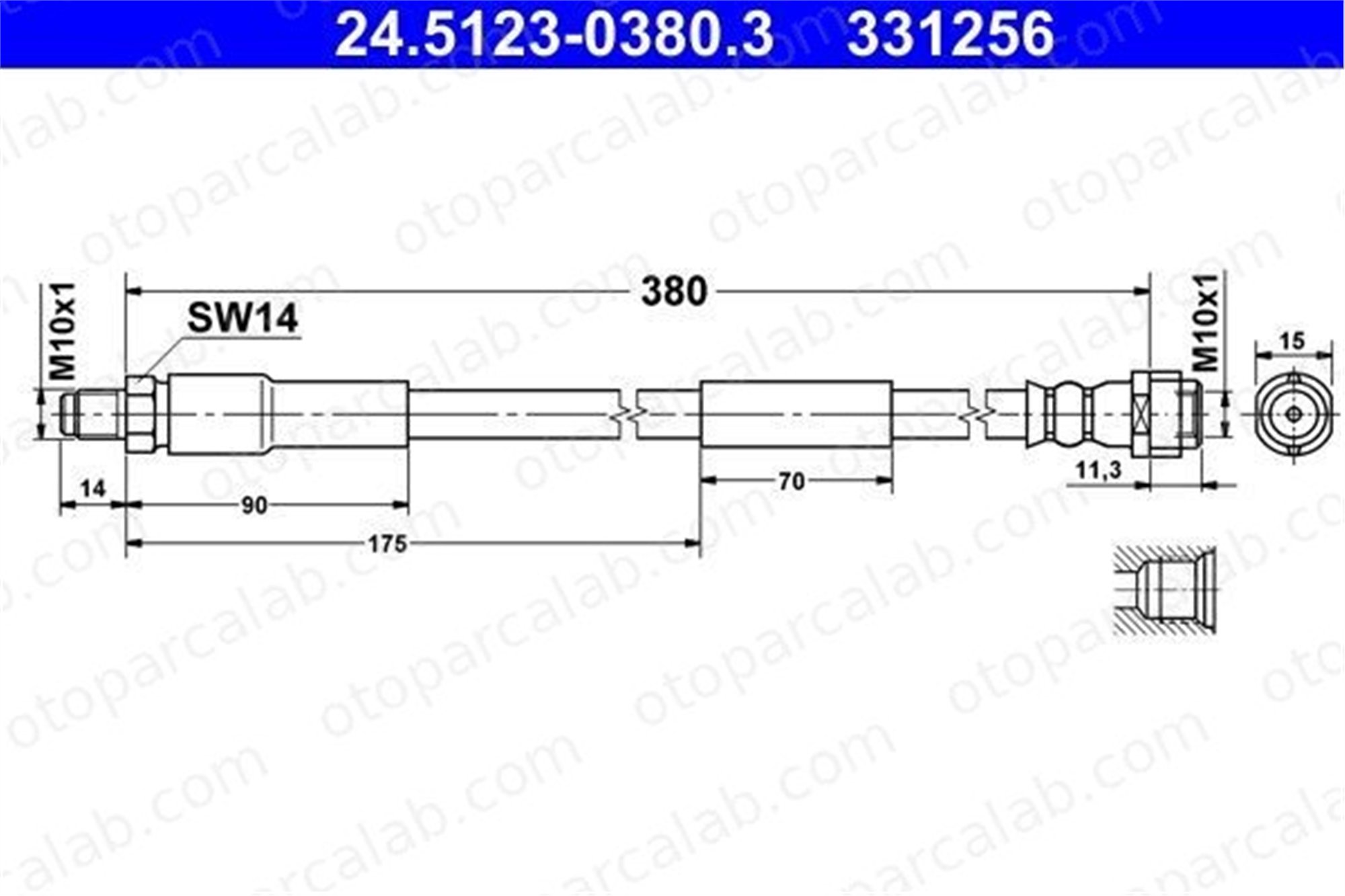 ATE 24.5123-0380.3 Fren Hortumu Ön Sağ veya Sol MERCEDES-BENZ E-SERISI E-SERISI T-Model A2204200048 2114200848