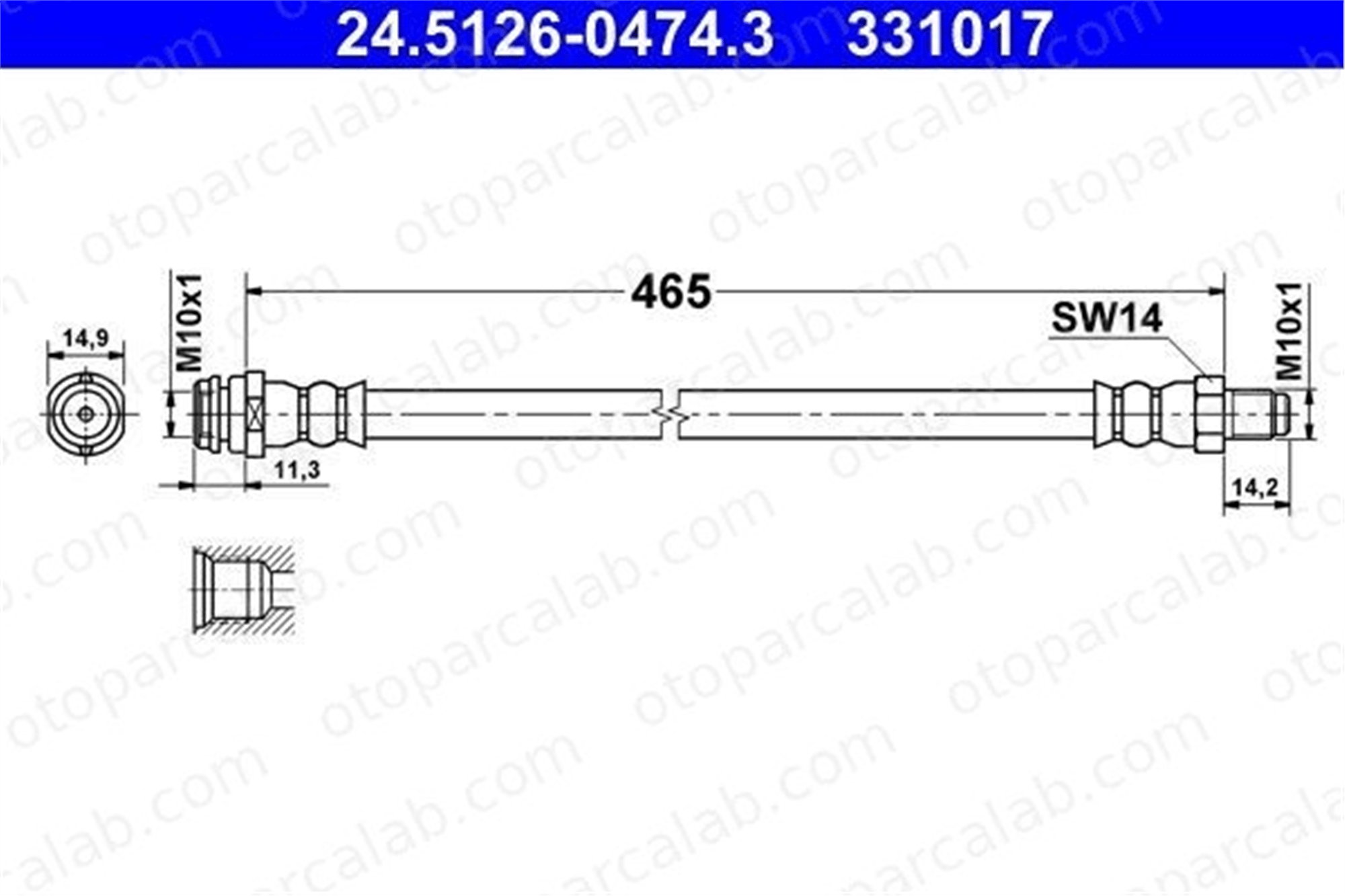 ATE 24.5126-0474.3 Fren Hortumu Ön Sağ veya Sol MERCEDES-BENZ A-SERISI B-SERISI Sports Tourer A1694280035 1694280035