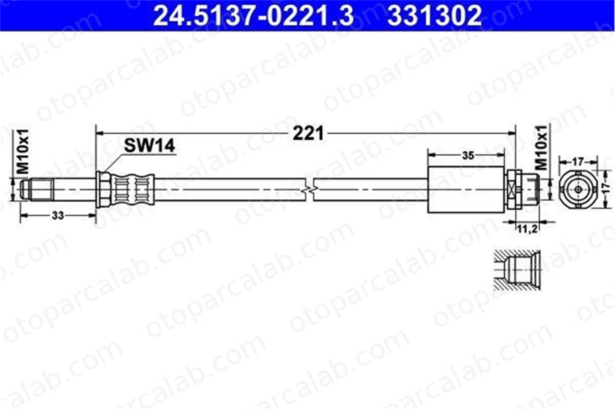 ATE 24.5137-0221.3 Fren Hortumu Arka Sağ veya Sol BMW 3 3 Touring 34306792253 34306762837
