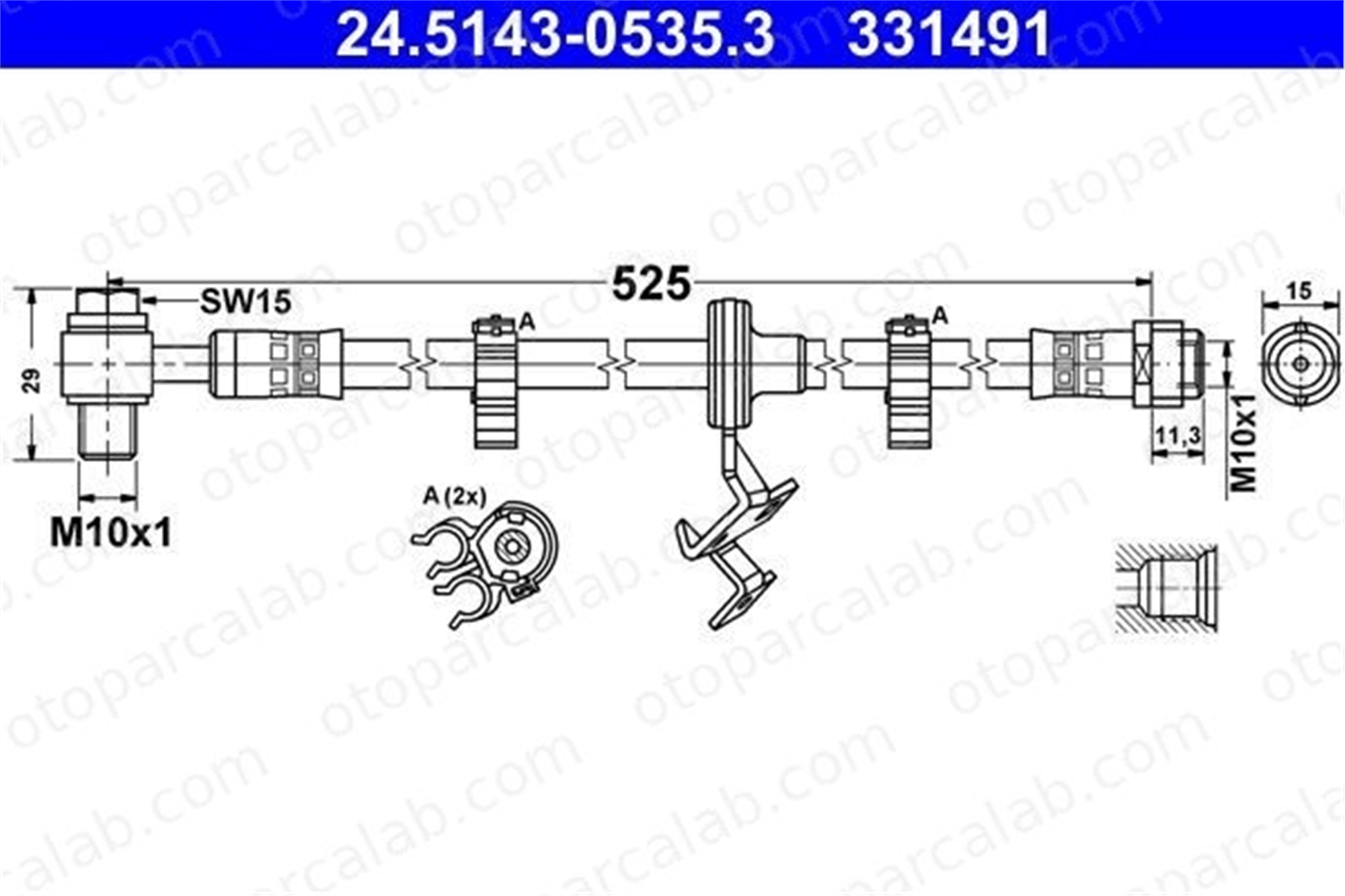 ATE 24.5143-0535.3 Fren Hortumu Ön Sol MERCEDES-BENZ M-SERISI A1634202048 1634200848
