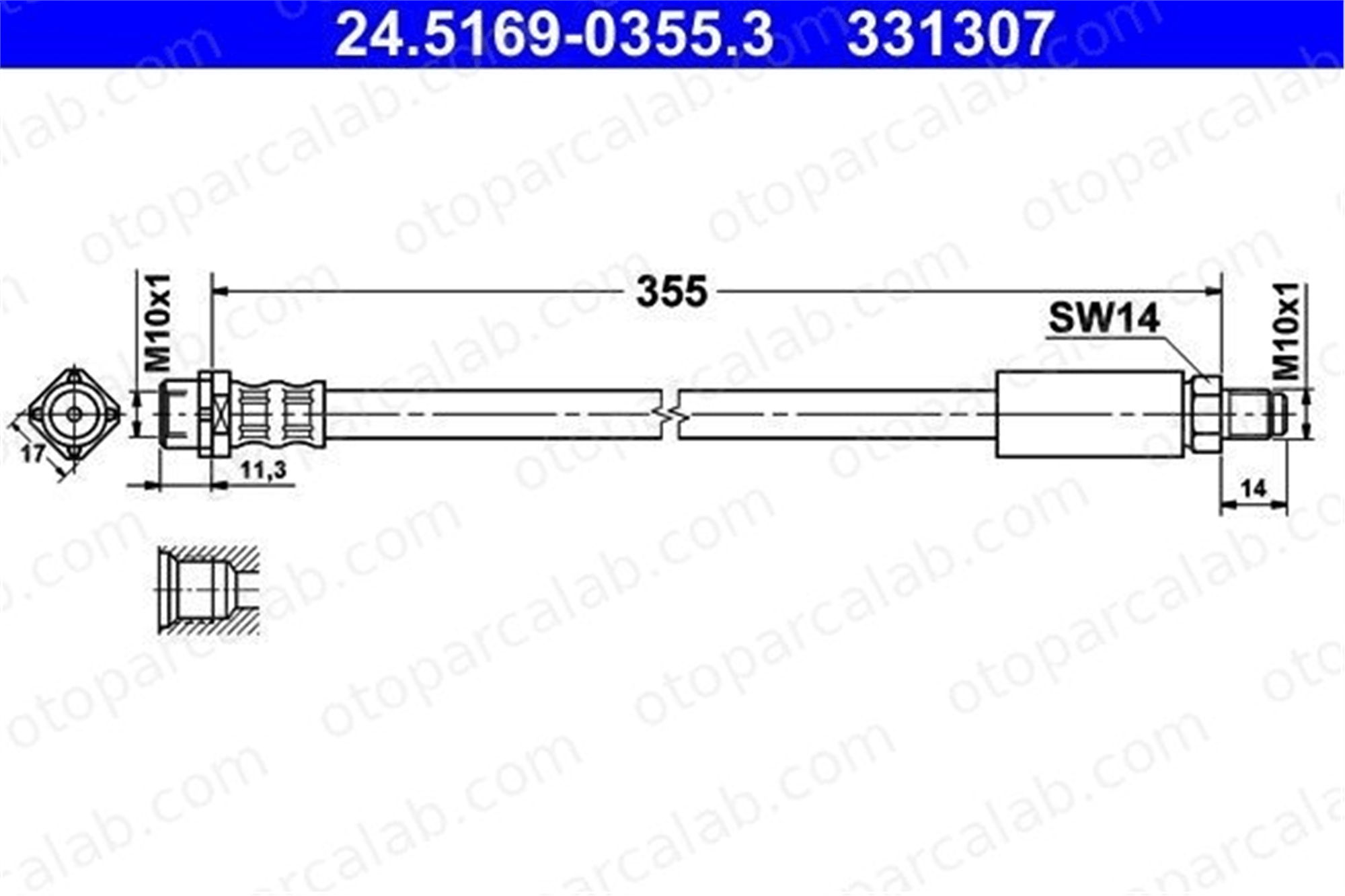 ATE 24.5169-0355.3 Fren Hortumu Ön Sağ veya Sol BMW 7 34301163155 34301161964