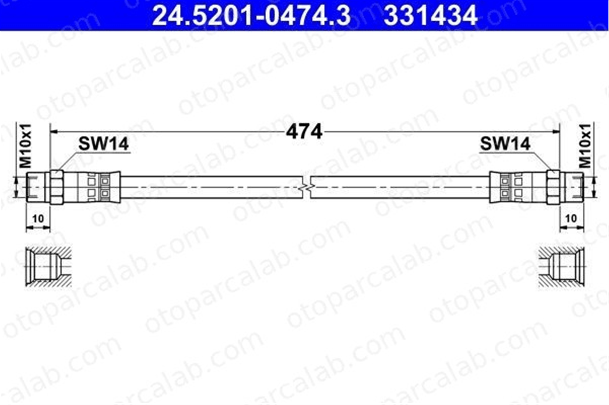 ATE 24.5201-0474.3 Fren Hortumu Arka Sağ veya Sol MERCEDES-BENZ T2/LN1 Panelvan/Van T1 Platform şasi A0014289535 14289535