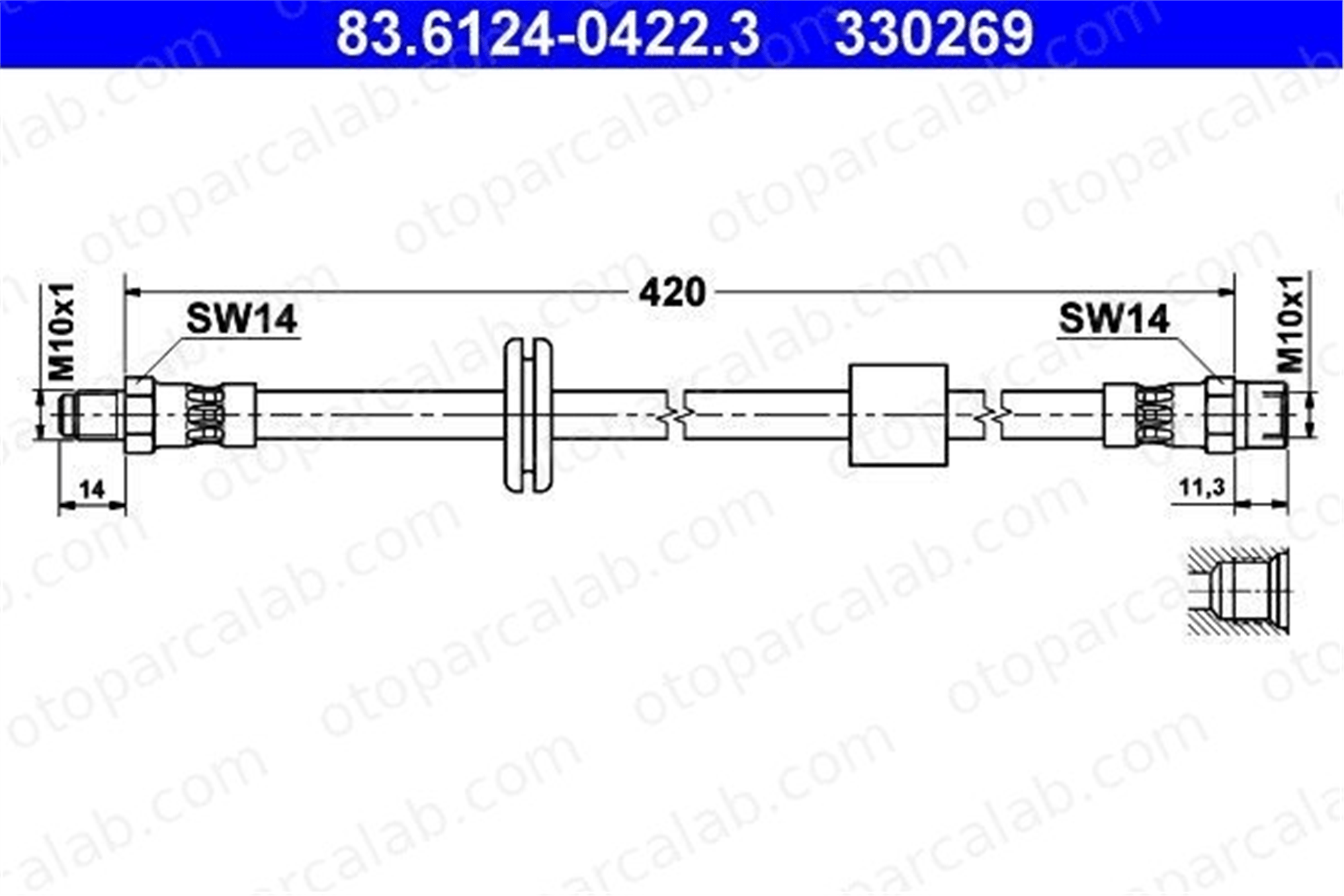ATE 83.6124-0422.3 Fren Hortumu Ön Sağ veya Sol BMW 5 6 34321159889