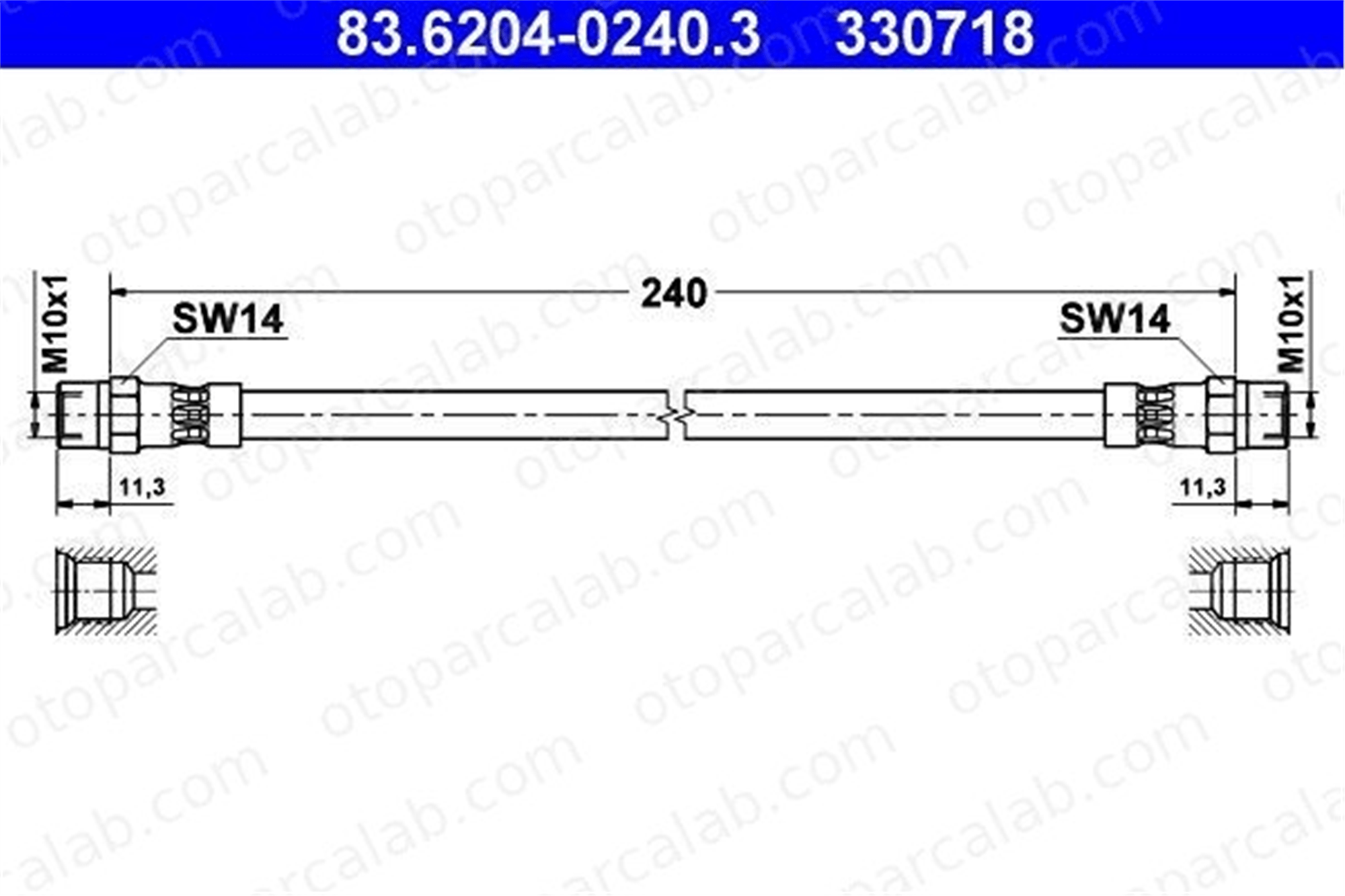 ATE 83.6204-0240.3 Fren Hortumu Arka Sağ veya Sol VOLVO 340-360 AUDI 100 C3 Sedan A0004282635