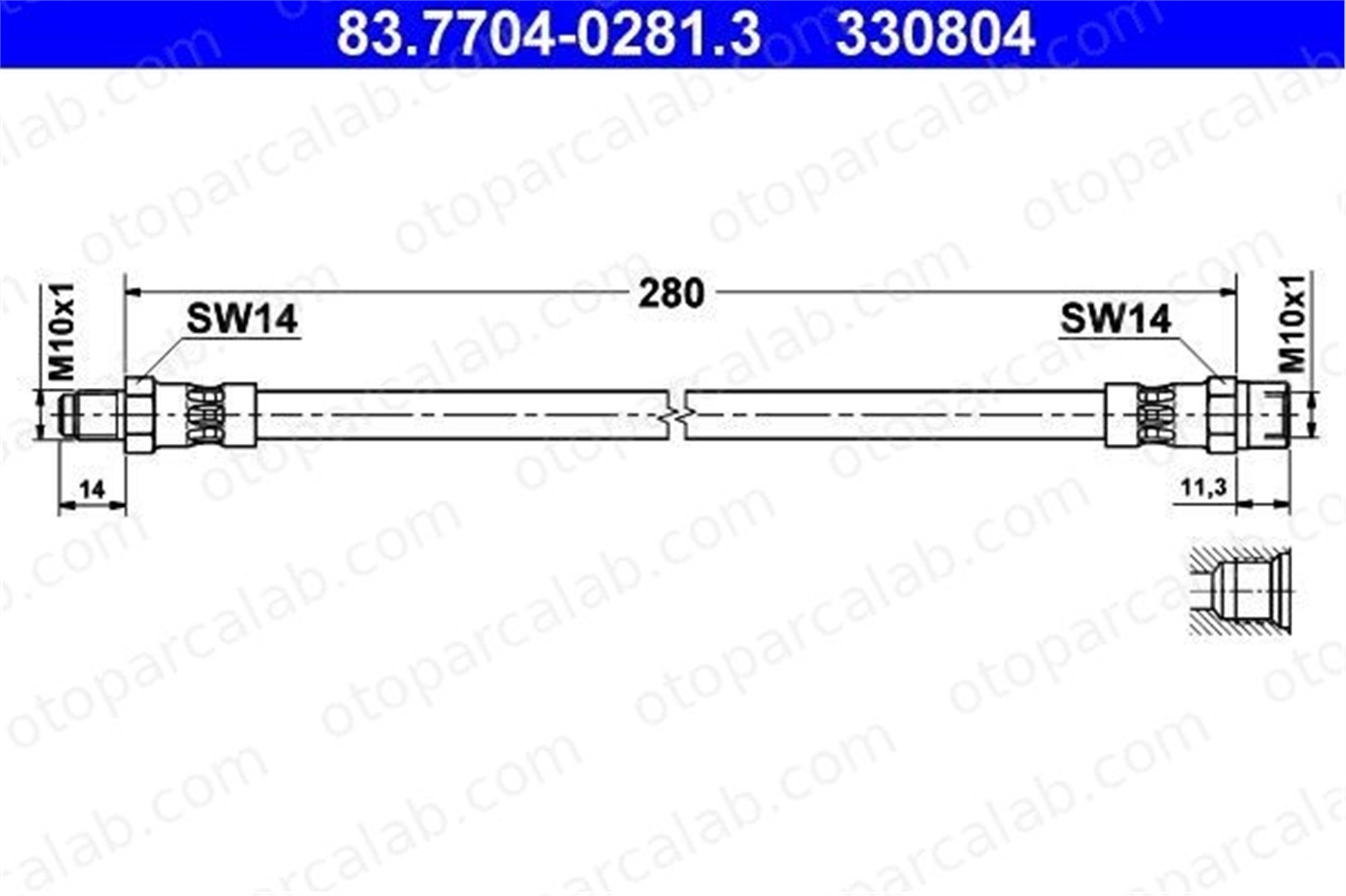 ATE 83.7704-0281.3 Fren Hortumu Arka Sağ veya Sol MERCEDES-BENZ 124 Sedan S-SERISI A1264280335