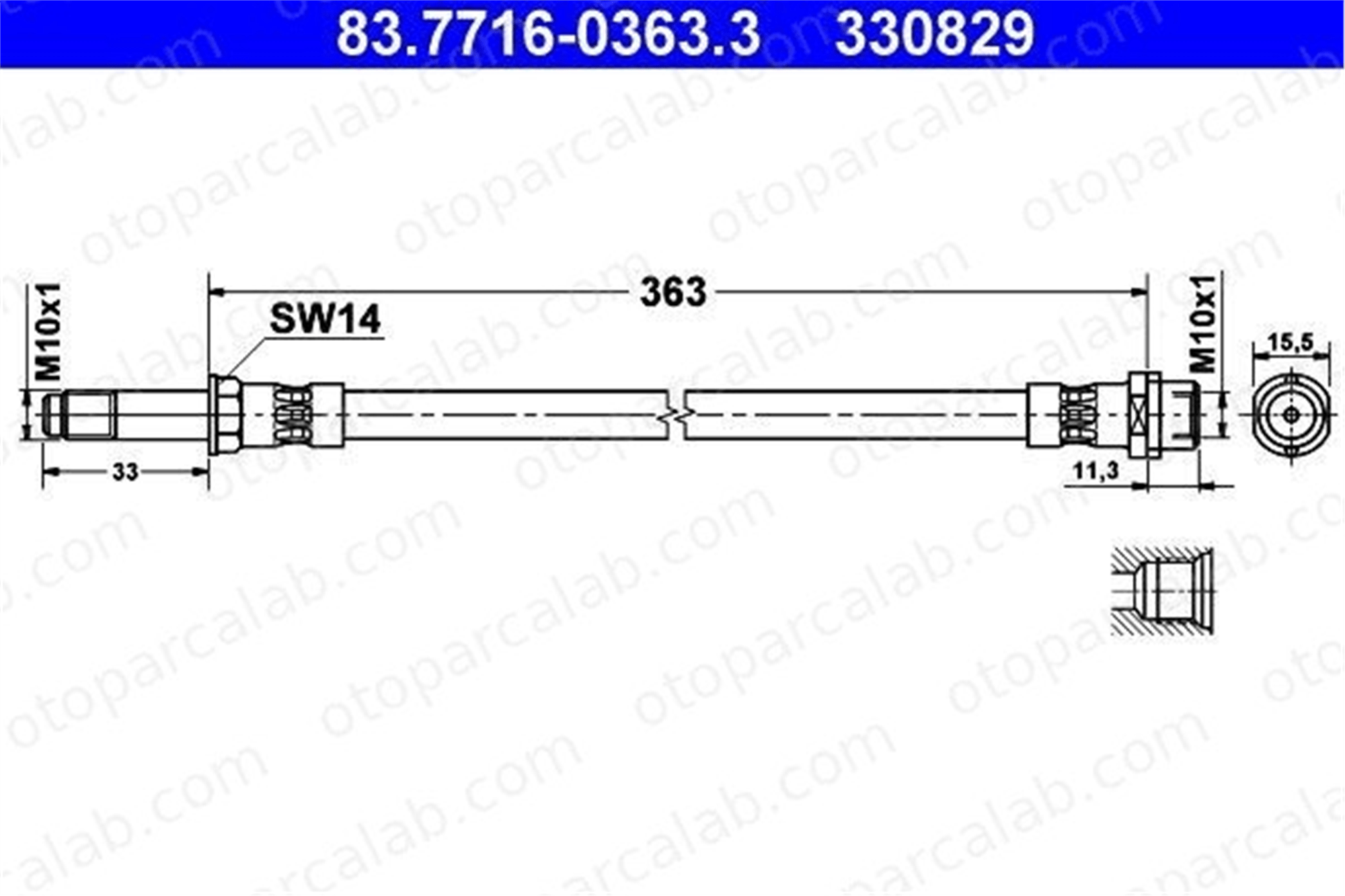 ATE 83.7716-0363.3 Fren Hortumu Ön Sağ veya Sol MERCEDES-BENZ SPRINTER 4-t Panelvan/Van SPRINTER 4-t Platform şasi A9014280435