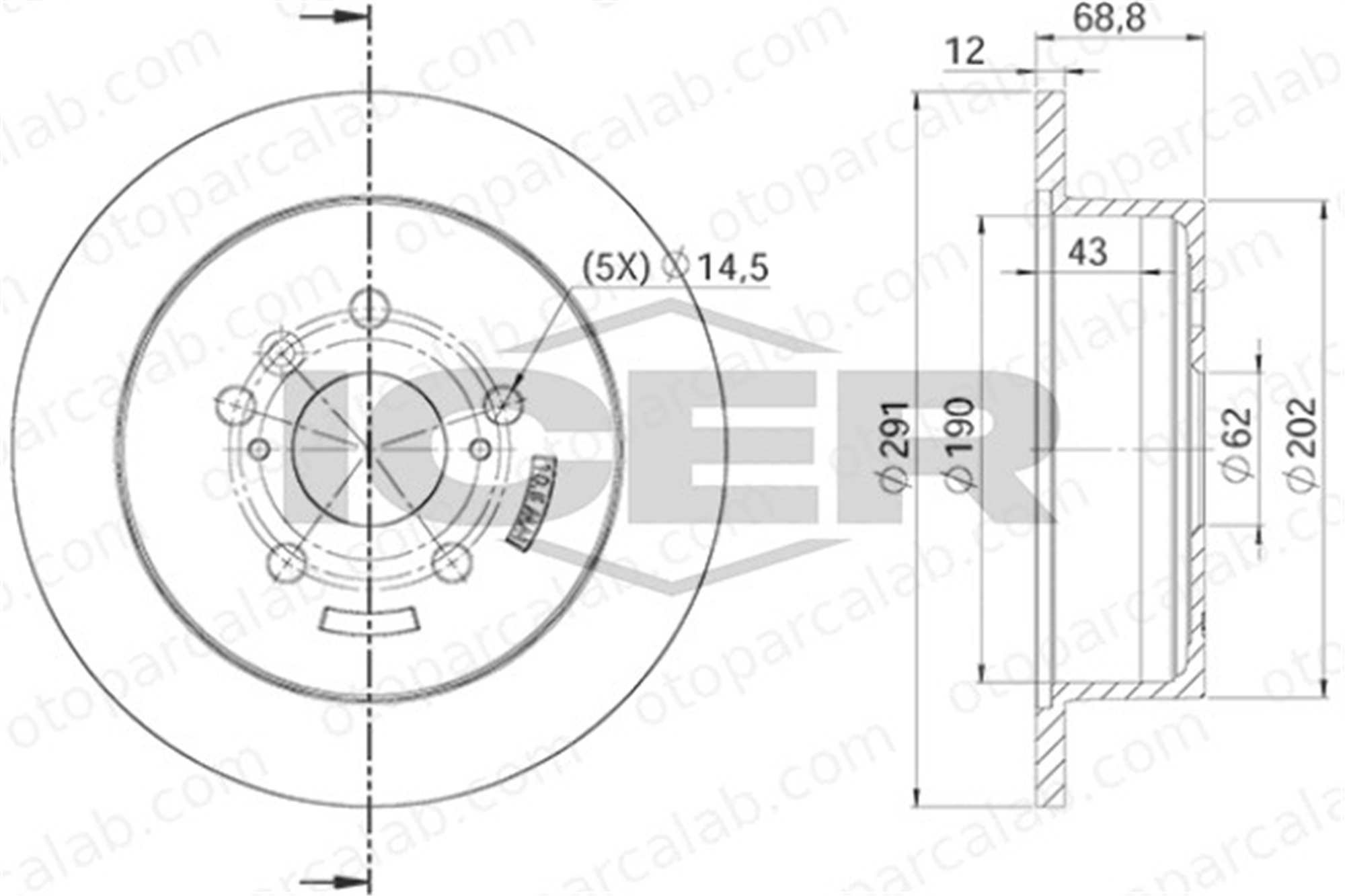 AYD 51487 Fren Disk Ayna Arka Sağ ve Sol TOYOTA AVENSIS VERSO PREVIA II 4243144030 4243144031