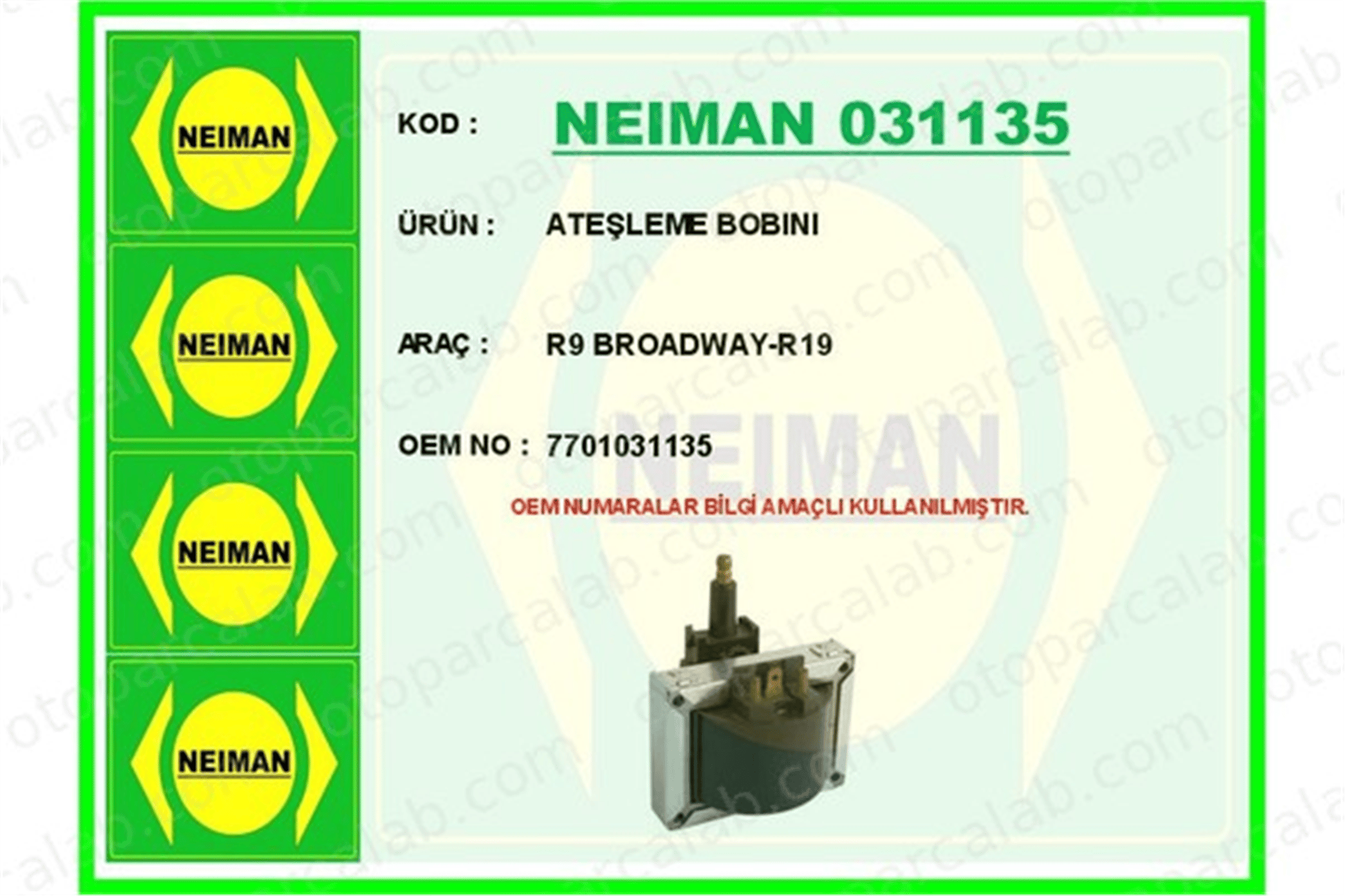 BESCHER 031135 Ateşleme Bobini RENAULT 21 Sedan 11 7701031135 T1031135
