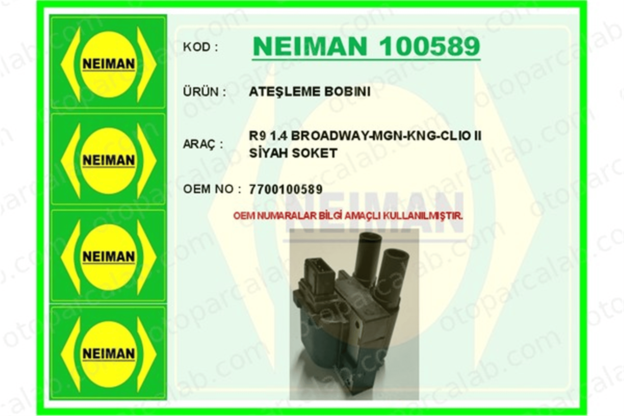 BESCHER 100589 Ateşleme Bobini RENAULT MEGANE I CLIO II 7700100589 138759