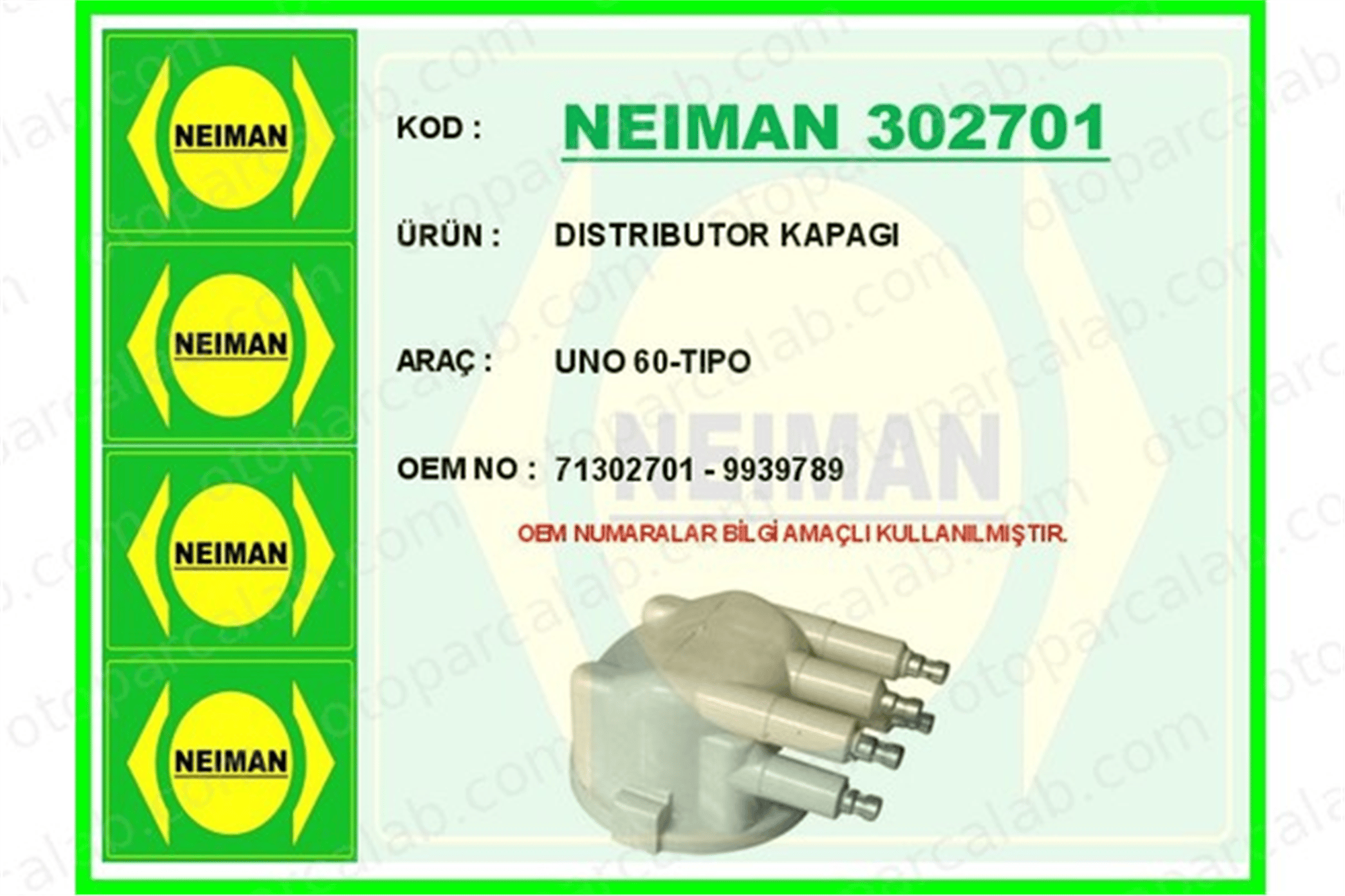 BESCHER 302701 Distribütör Kapağı FIAT PANDA UNO 71302701 9939789
