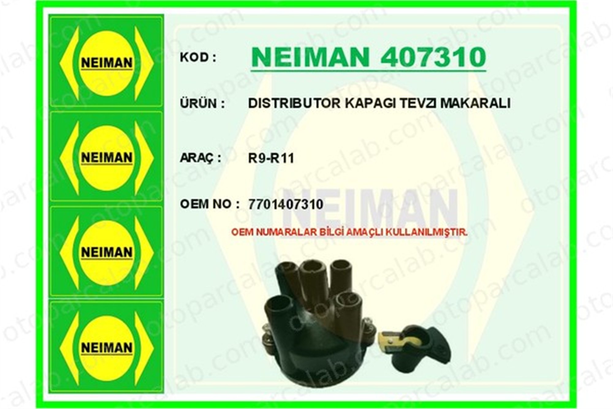 BESCHER 407310 Distribütör Kapağı RENAULT 11 18 Variable 7701407310 5465604
