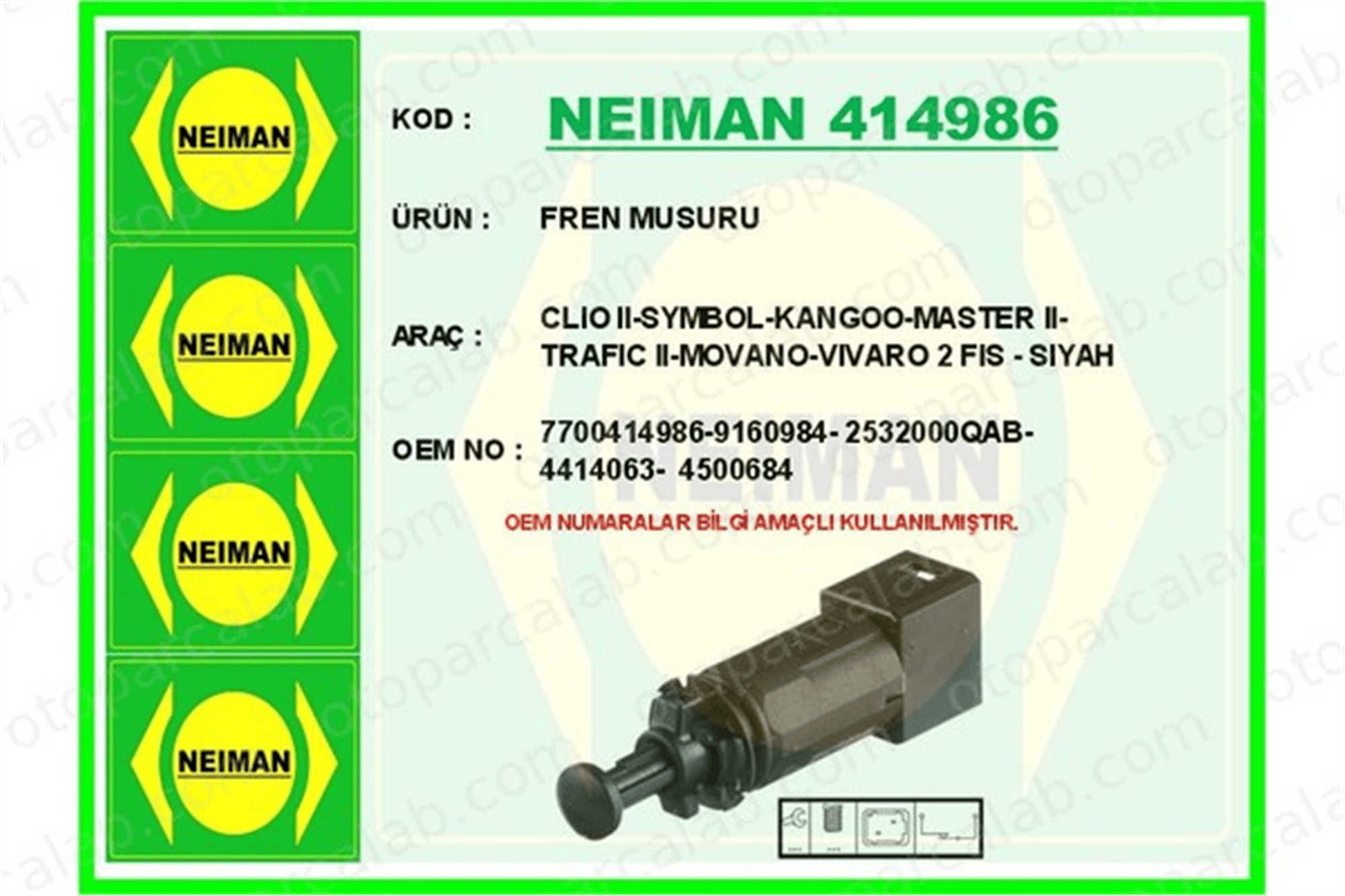 BESCHER 414986 Fren Müşürü RENAULT CLIO II KANGOO Express 7700414986 9160984