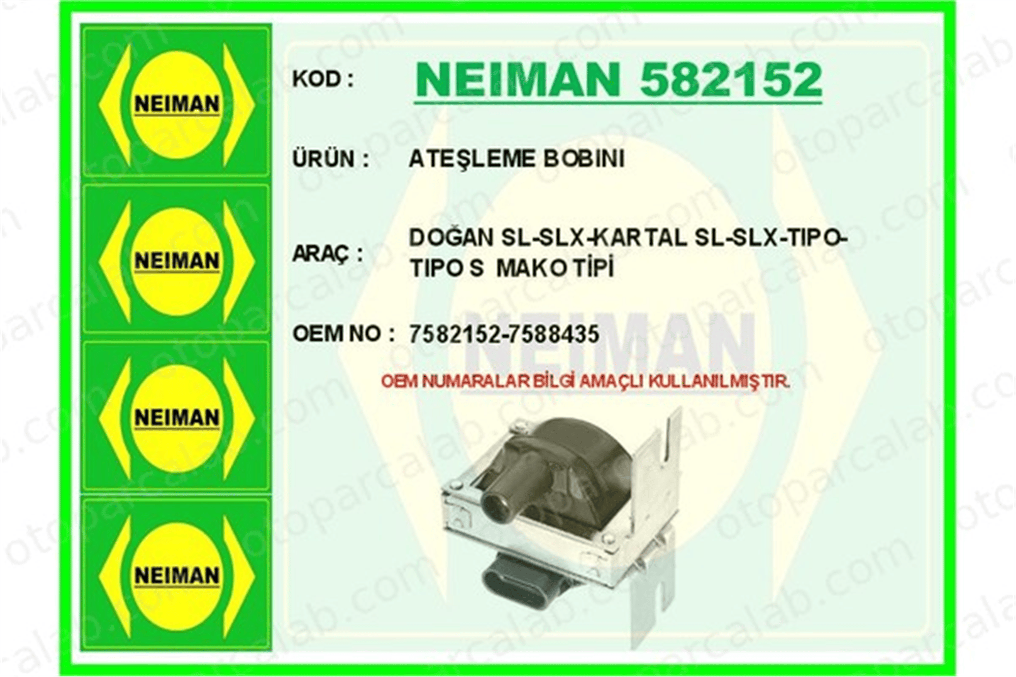 BESCHER 582152 Ateşleme Bobini FIAT UNO LANCIA Y10 7582152 7588435