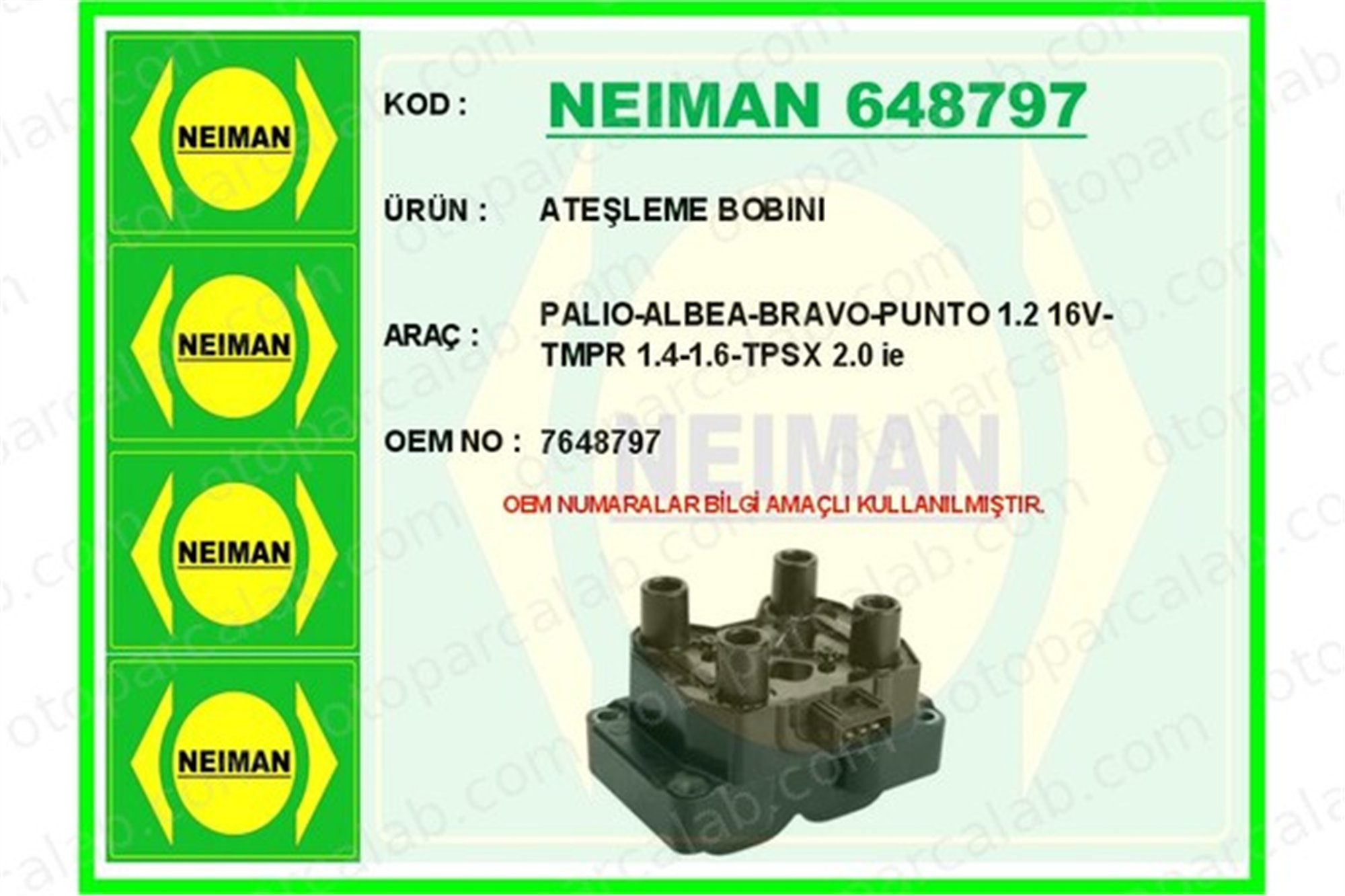 BESCHER 648797 Ateşleme Bobini ALFA ROMEO 155 FIAT BRAVA 7648797 60558152