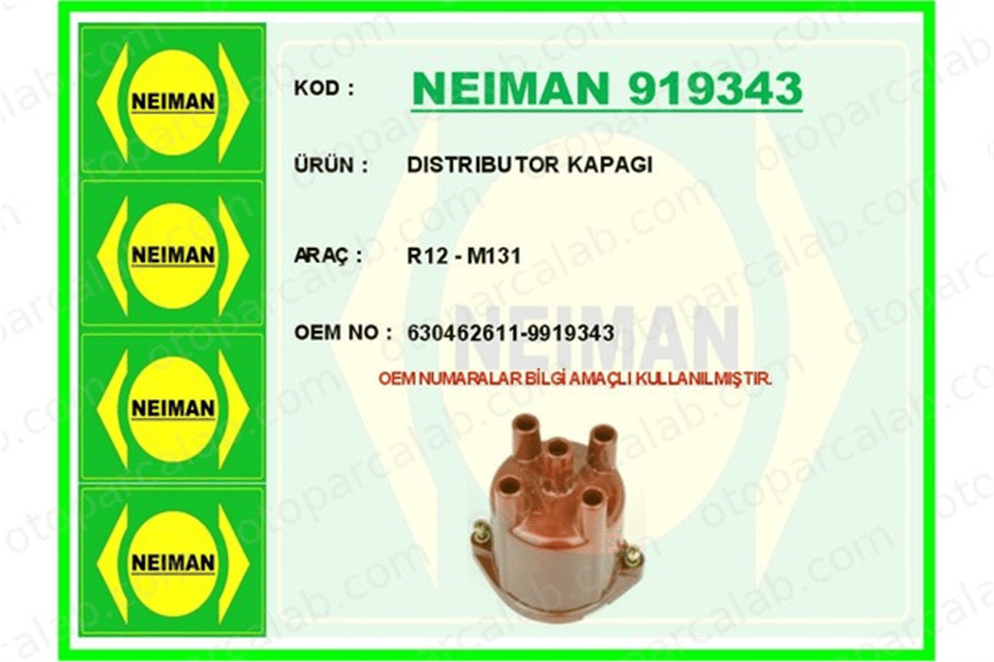 BESCHER 919343 Distribütör Kapağı 630462611 9919343