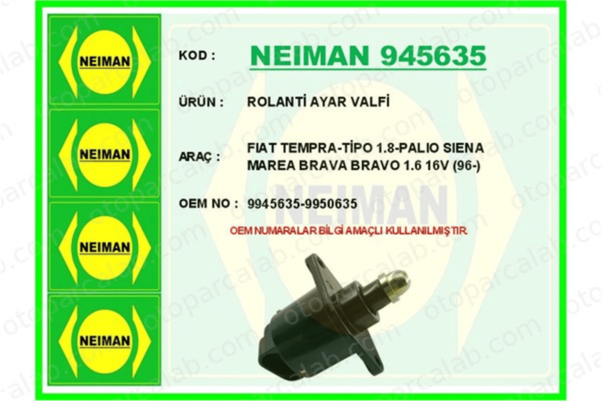 BESCHER 945635 Rölanti Ayar Motoru (Valfi) FIAT TIPO TEMPRA 9950635 9945635