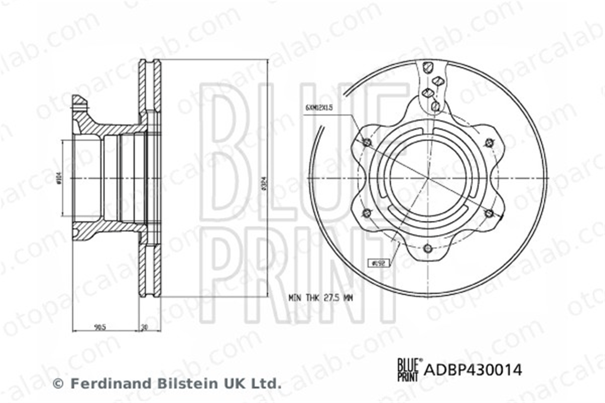 BLUE PRINT ADBP430014 Fren Disk Ayna Arka Sağ ve Sol MERCEDES-BENZ VARIO Platform şasi VARIO Panelvan/Van 6684230312 6684230512