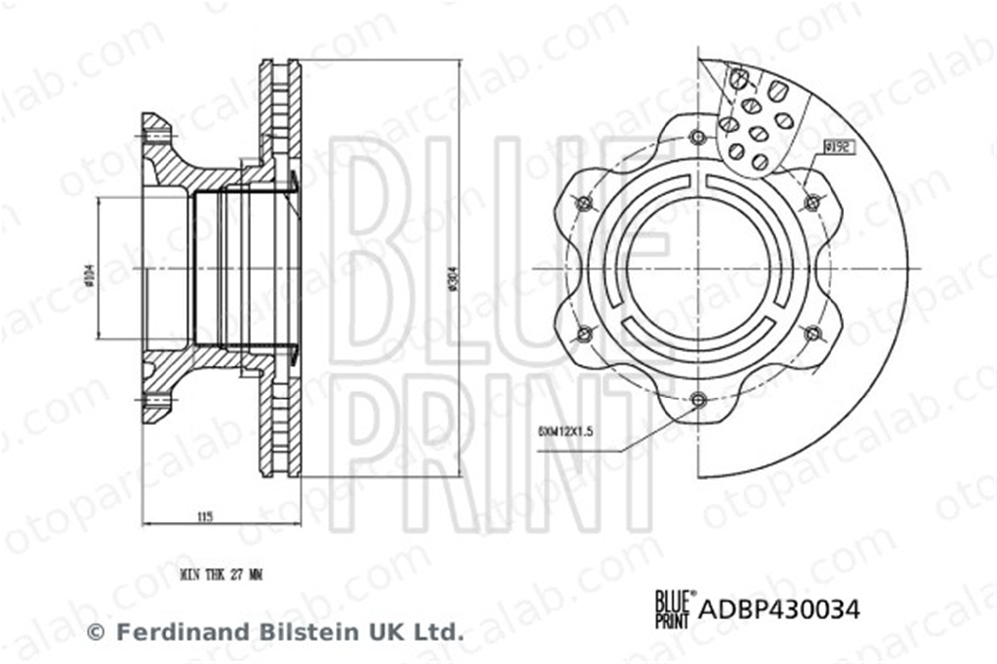 BLUE PRINT ADBP430034 Fren Disk Ayna Arka Sağ ve Sol MERCEDES-BENZ SPRINTER 5-t Platform şasi 9054200072 A9054200072