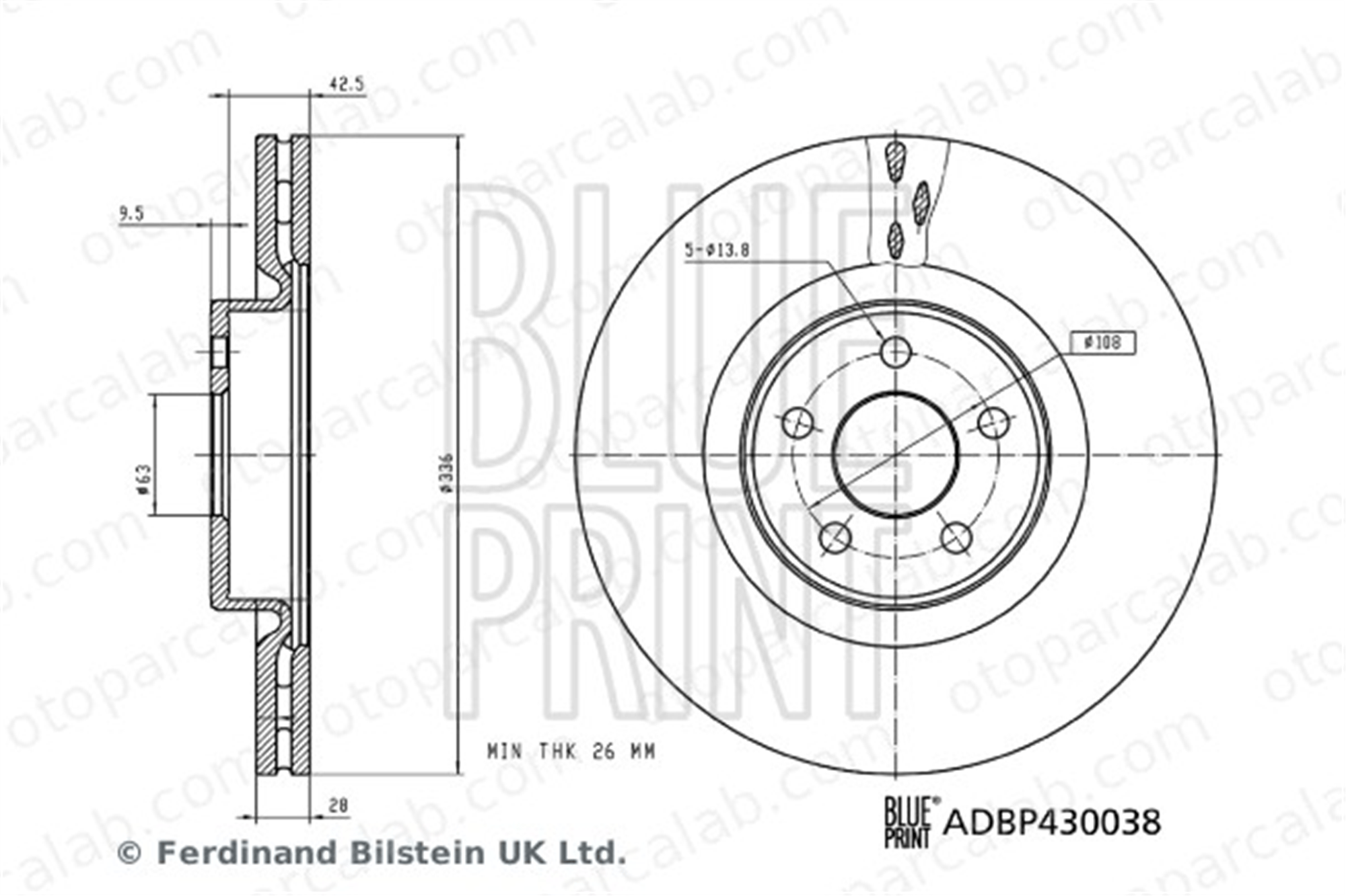 BLUE PRINT ADBP430038 Fren Disk Ayna Ön Sağ ve Sol FORD FOCUS II 1569253 11125