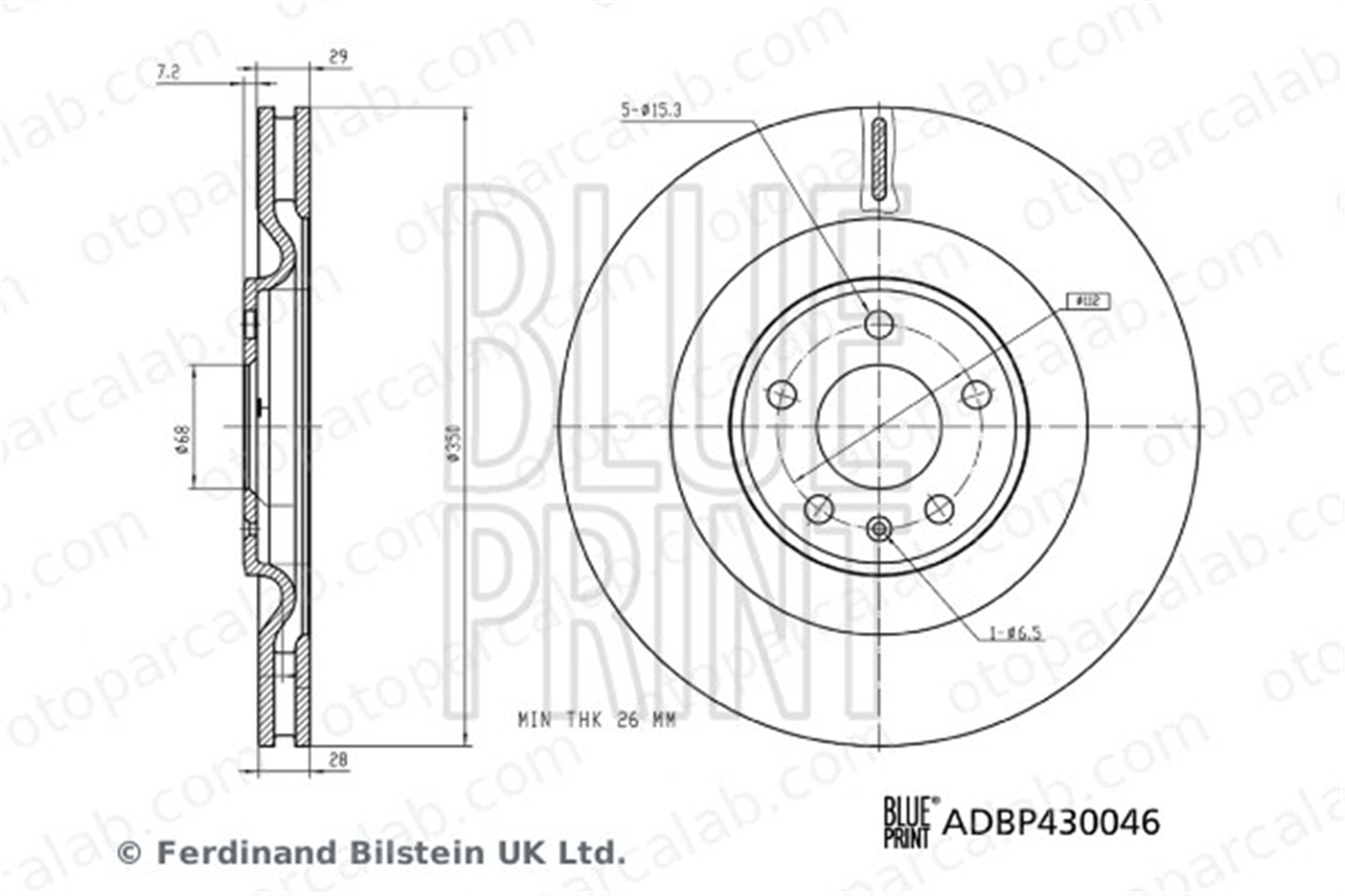 BLUE PRINT ADBP430046 Fren Disk Ayna Arka Sağ ve Sol AUDI A6 C8 A6 C8 Avant 4M0615601J 4M0615601P