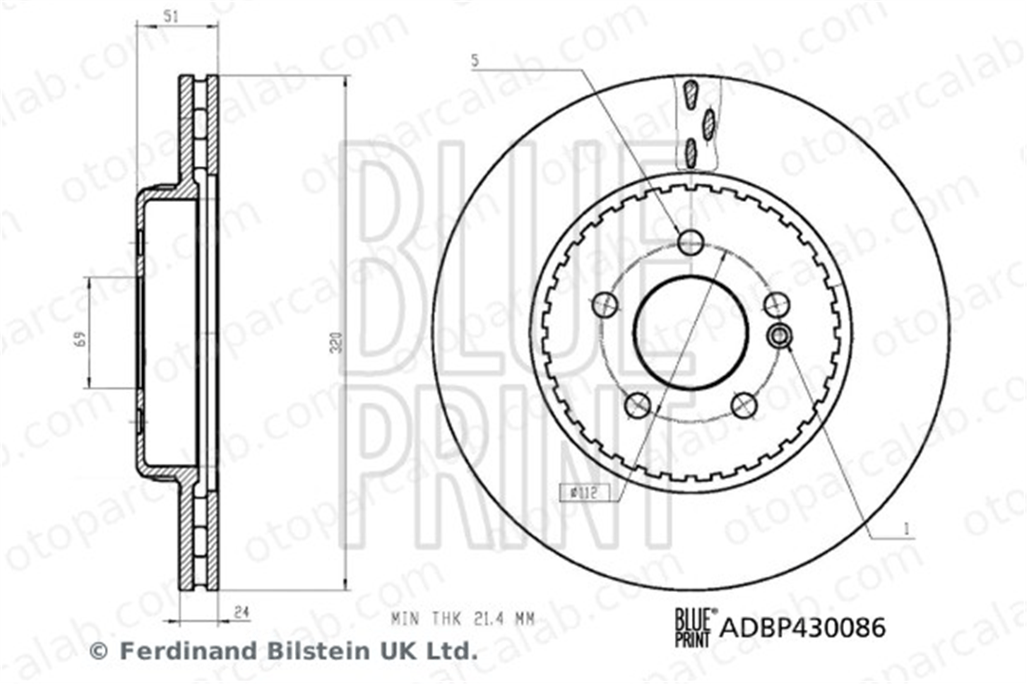 BLUE PRINT ADBP430086 Fren Disk Ayna Arka Sağ ve Sol MERCEDES-BENZ GLC Coupe GLC A0004230712 4230712