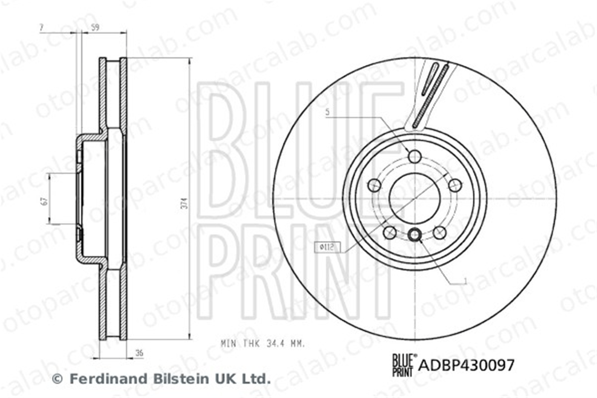 BLUE PRINT ADBP430097 Fren Disk Ayna Ön Sağ ve Sol BMW 6 Gran Turismo 7 34116875283
