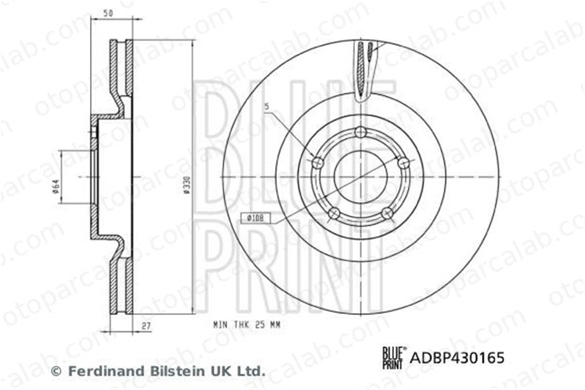 BLUE PRINT ADBP430165 Fren Disk Ayna Ön Sağ ve Sol FORD FOCUS IV FOCUS IV Turnier LX611125CEB 2352444