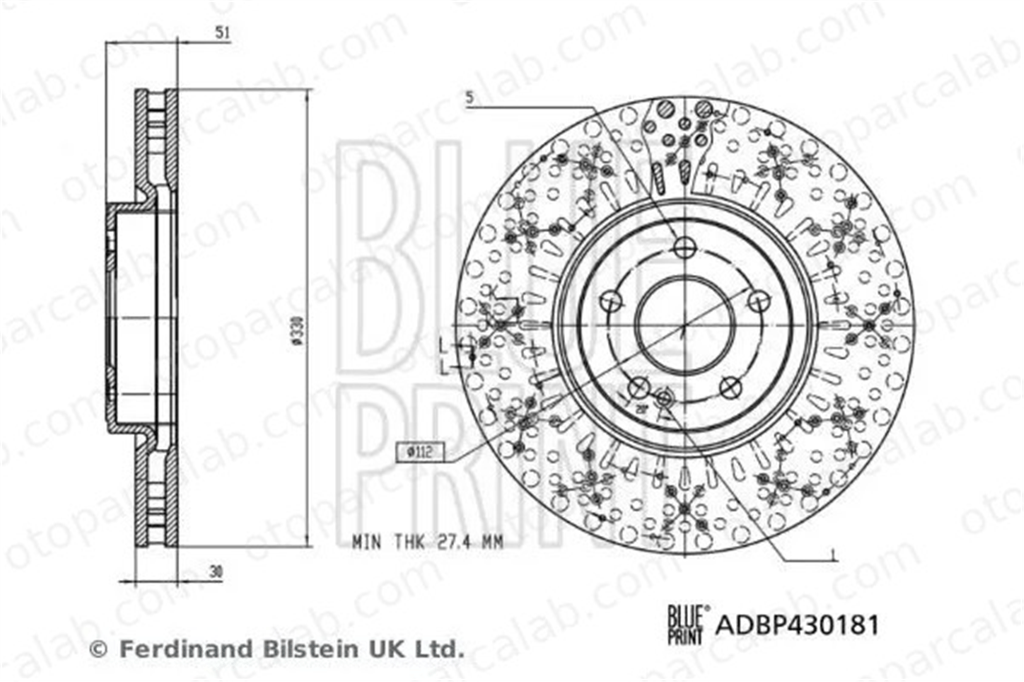 BLUE PRINT ADBP430181 Fren Disk Ayna Ön Sağ ve Sol MERCEDES-BENZ CLA GLA 2474212012 247421201207