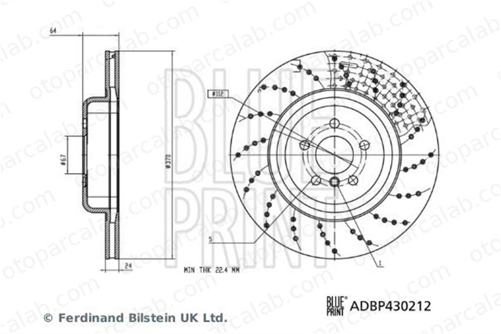BLUE PRINT ADBP430212 Fren Disk Ayna Arka Sağ BMW 5 5 Touring 34216878180