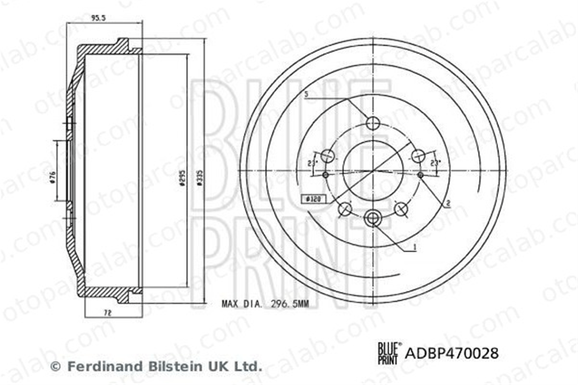 BLUE PRINT ADBP470028 Kampana Arka Sağ veya Sol VW AMAROK AMAROK Platform şasi 2H0609617