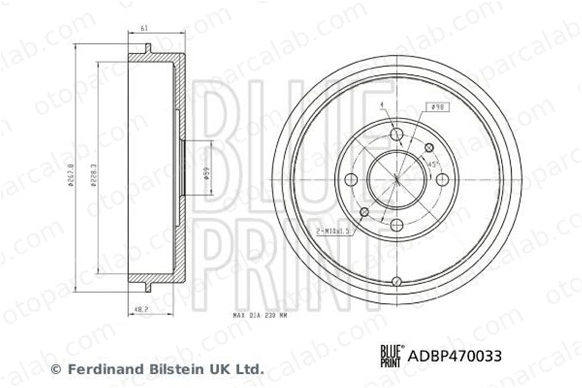 BLUE PRINT ADBP470033 Kampana Arka Sağ veya Sol FIAT TEMPRA S.W. TEMPRA 60814839 7769850