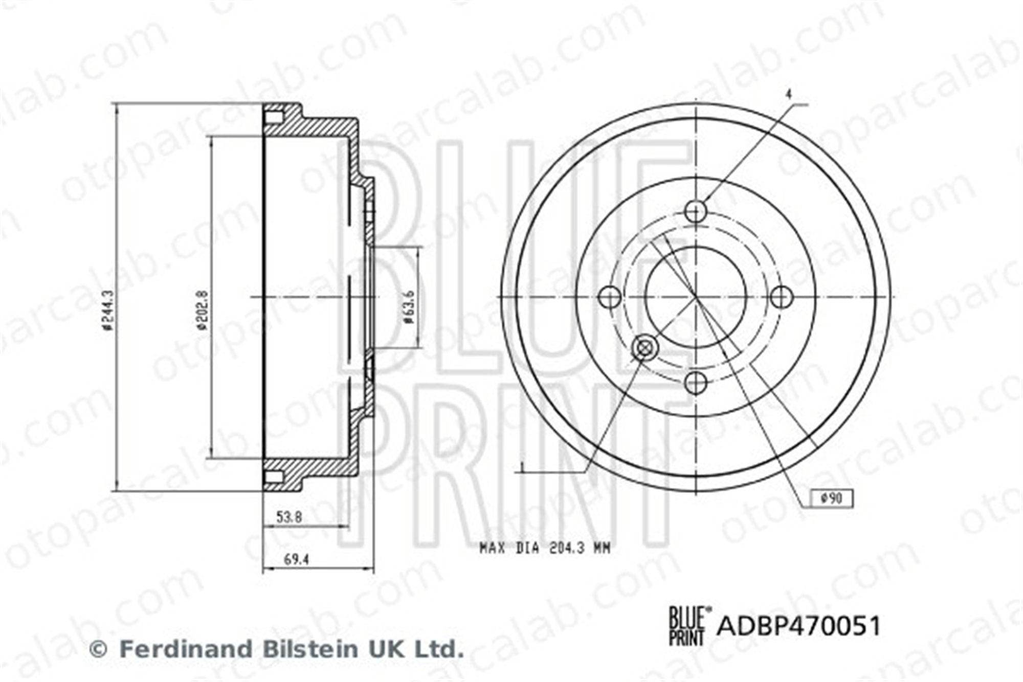 BLUE PRINT ADBP470051 Kampana Arka Sağ veya Sol FORD FIESTA VII 2094258 H1BC1126AA