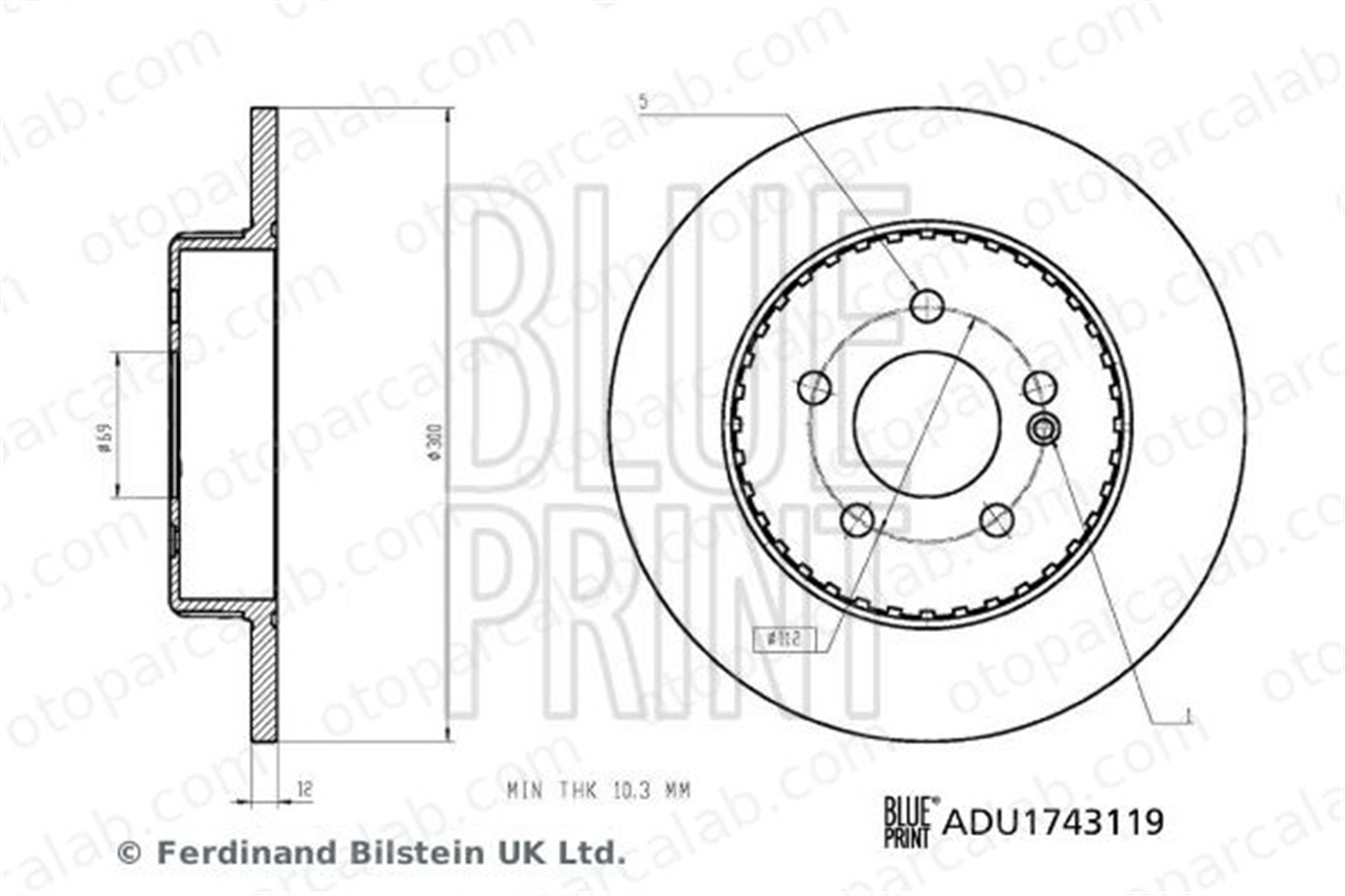 BLUE PRINT ADU1743119 Fren Disk Ayna Arka Sağ ve Sol MERCEDES-BENZ C-SERISI C-SERISI T-Model A0004230512 4230512