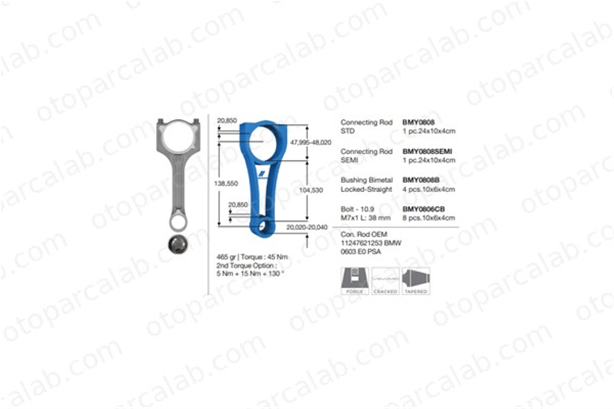 BMY 0808 Piston Kolu BMW 1 3 603E0 11247621253