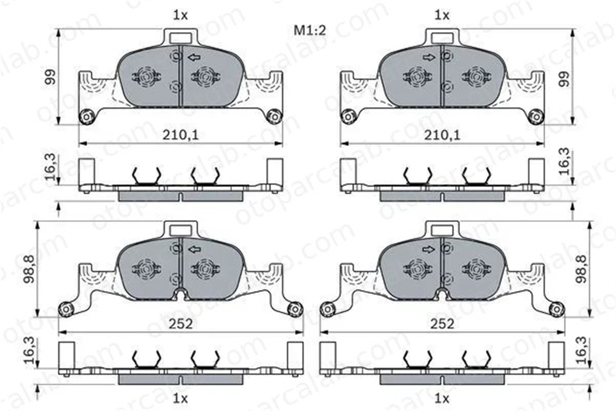 BOSCH 0 986 424 432 Fren Disk Balata Ön AUDI A4 B9 Avant A4 B9 8W0698151AC 4K0698151AB