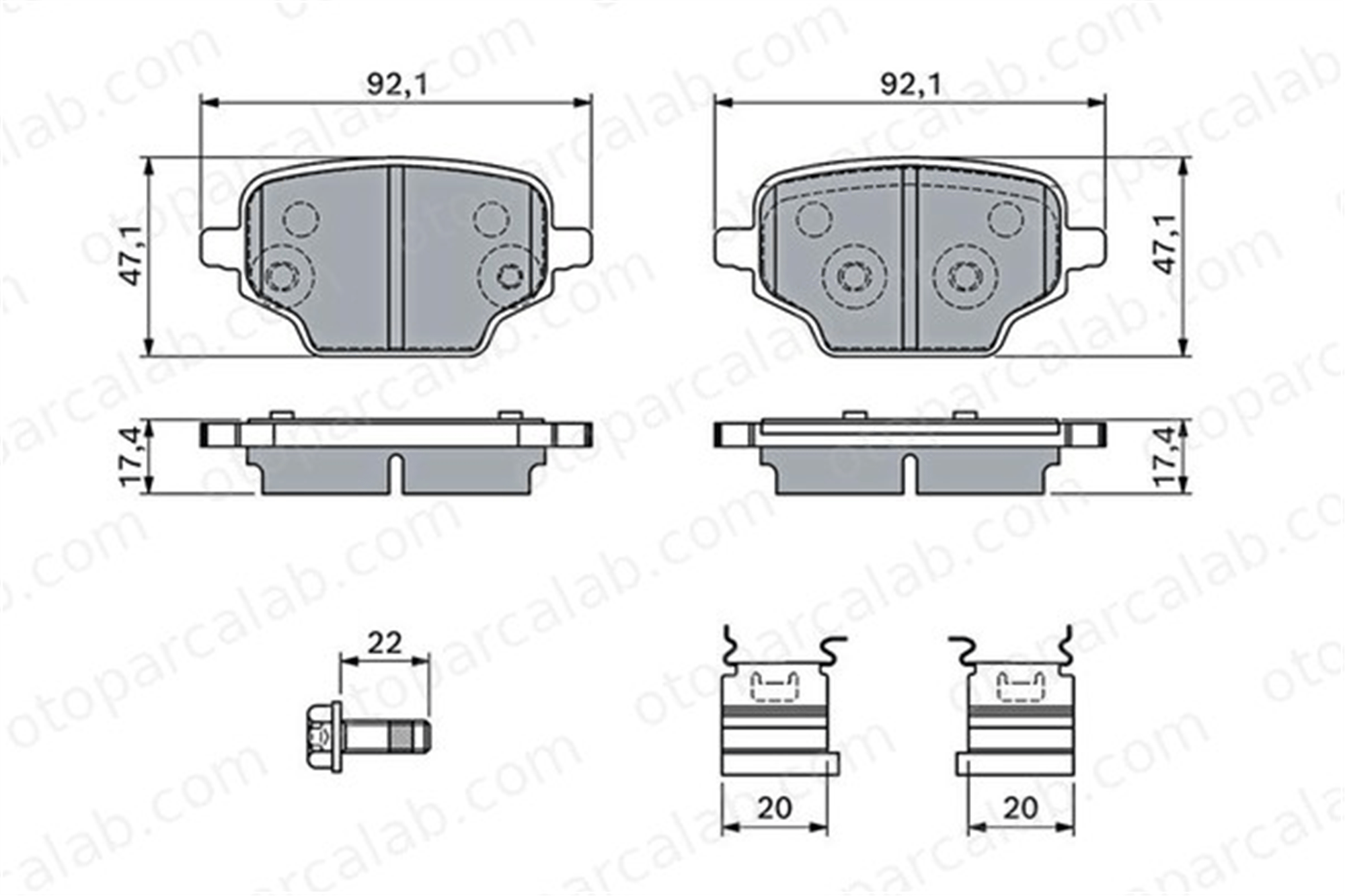 BOSCH 0 986 460 143 Fren Disk Balata Arka PEUGEOT PARTNER Kasa/büyük limuzin CITROËN BERLINGO Kasa/büyük limuzin 1635254980 1688139780