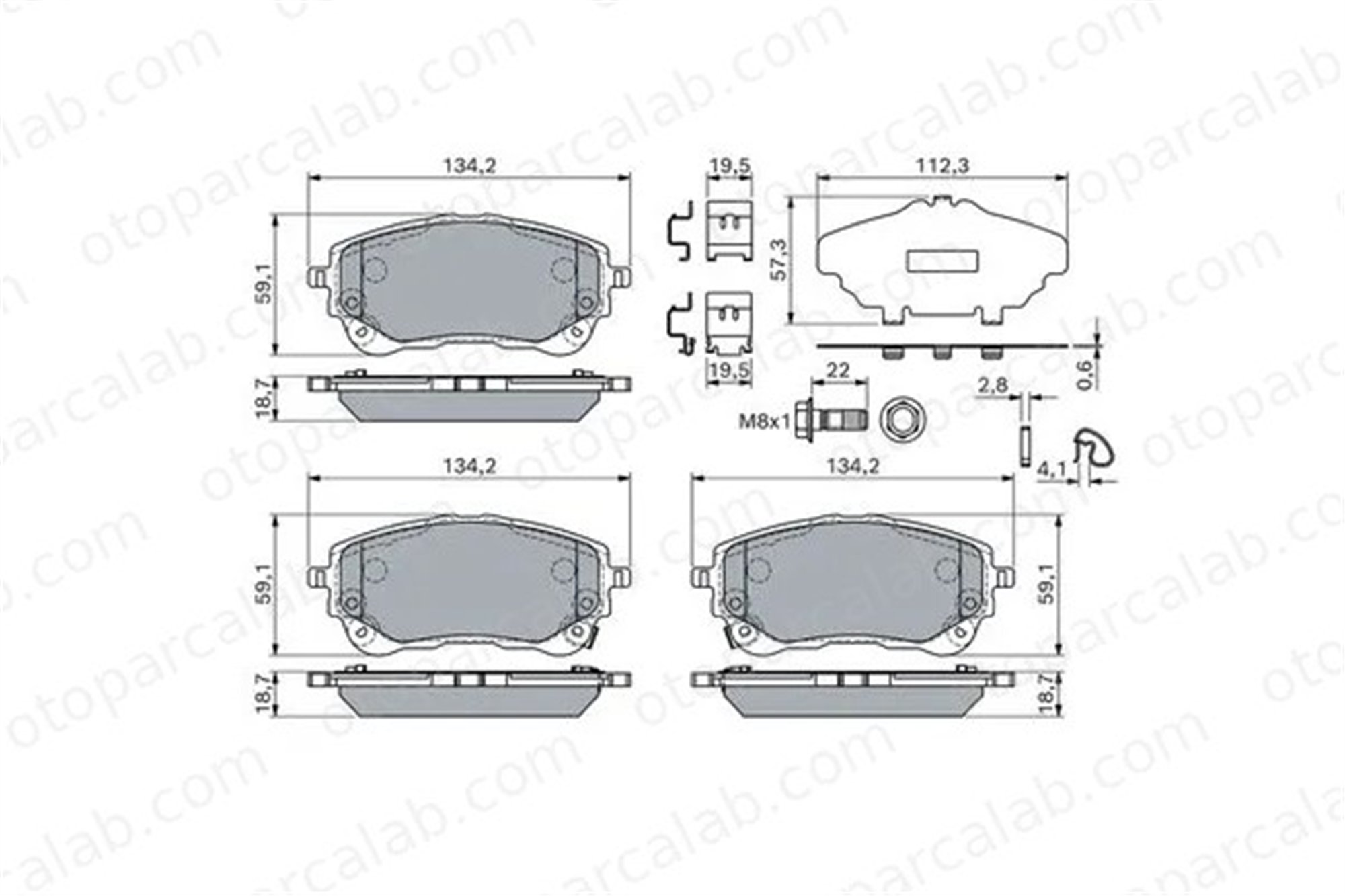 BOSCH 0 986 460 149 Fren Disk Balata Ön TOYOTA COROLLA Sedan COROLLA Hatchback 446502470 446502471