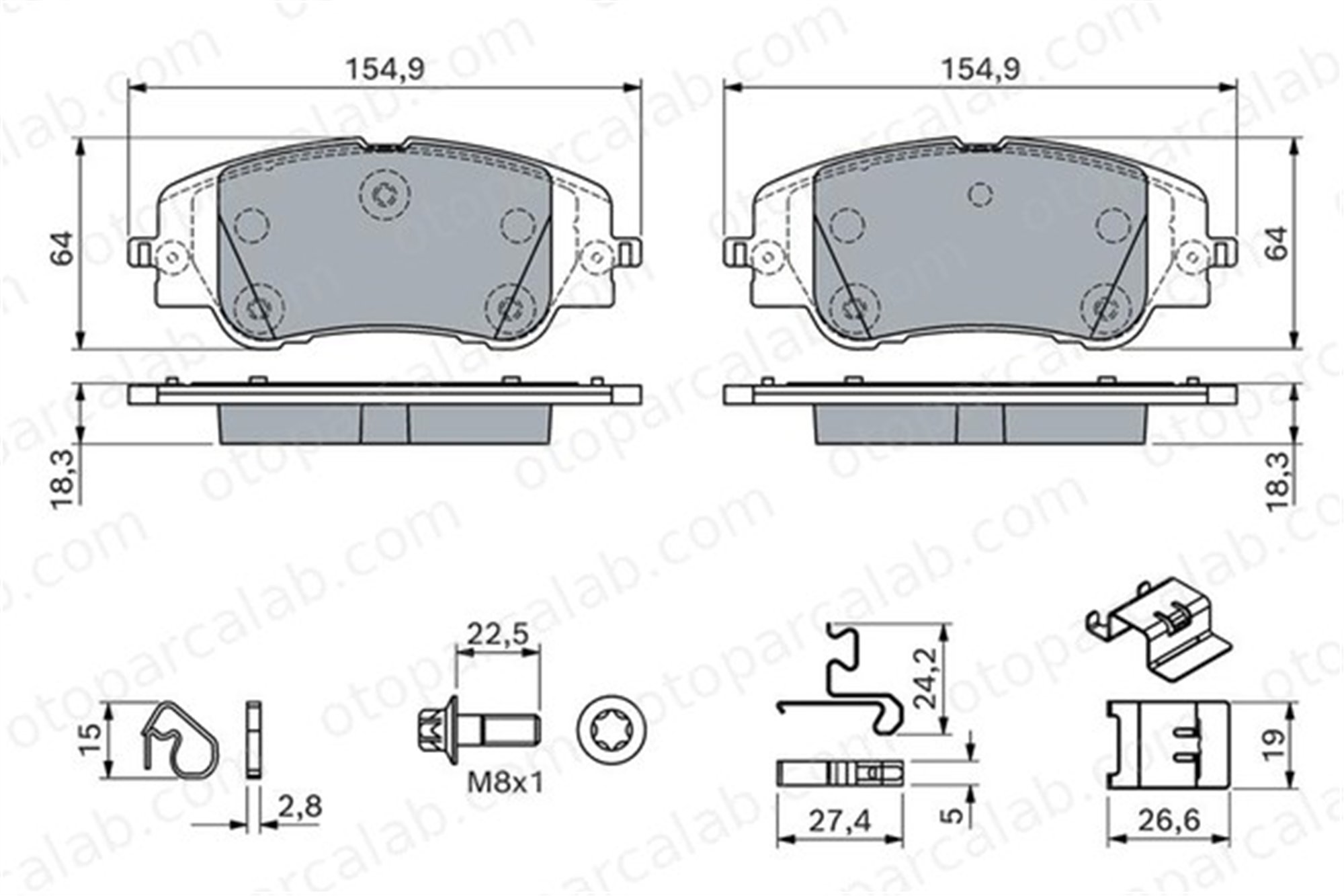 BOSCH 0 986 460 291 Fren Disk Balata Ön PEUGEOT 208 II 2008 II 1681371180 K1681371180